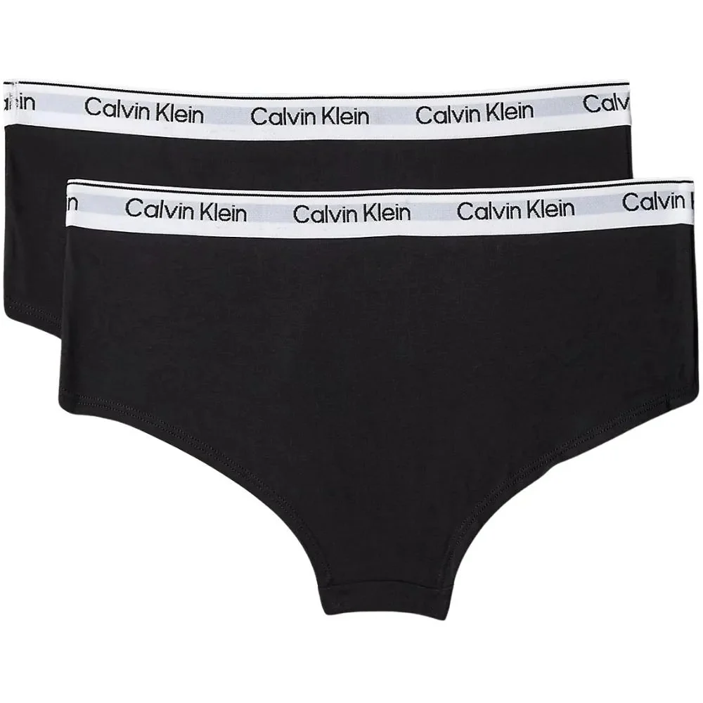 Girls 2-Pack Icon Cotton Stretch Boy Shorts, Black - Image 2