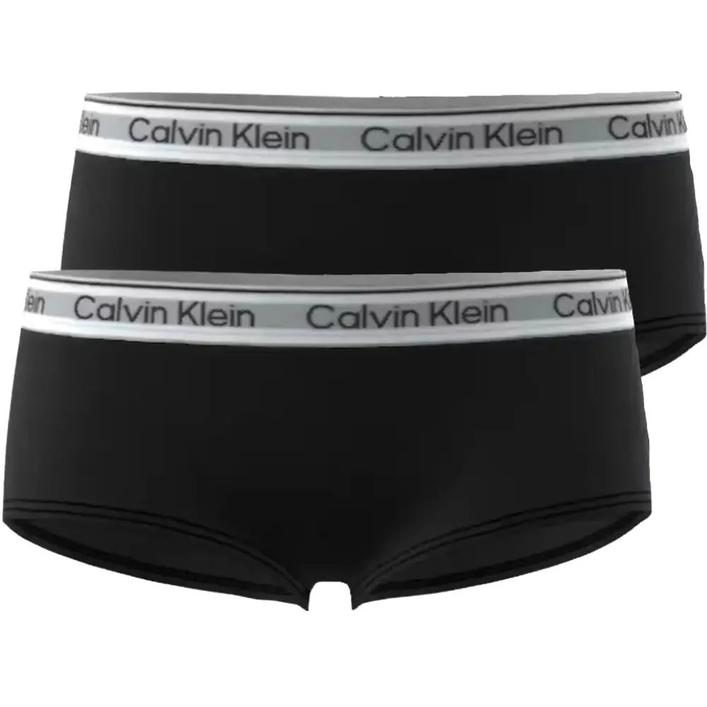 Girls 2-Pack Icon Cotton Stretch Boy Shorts, Black - Image 3