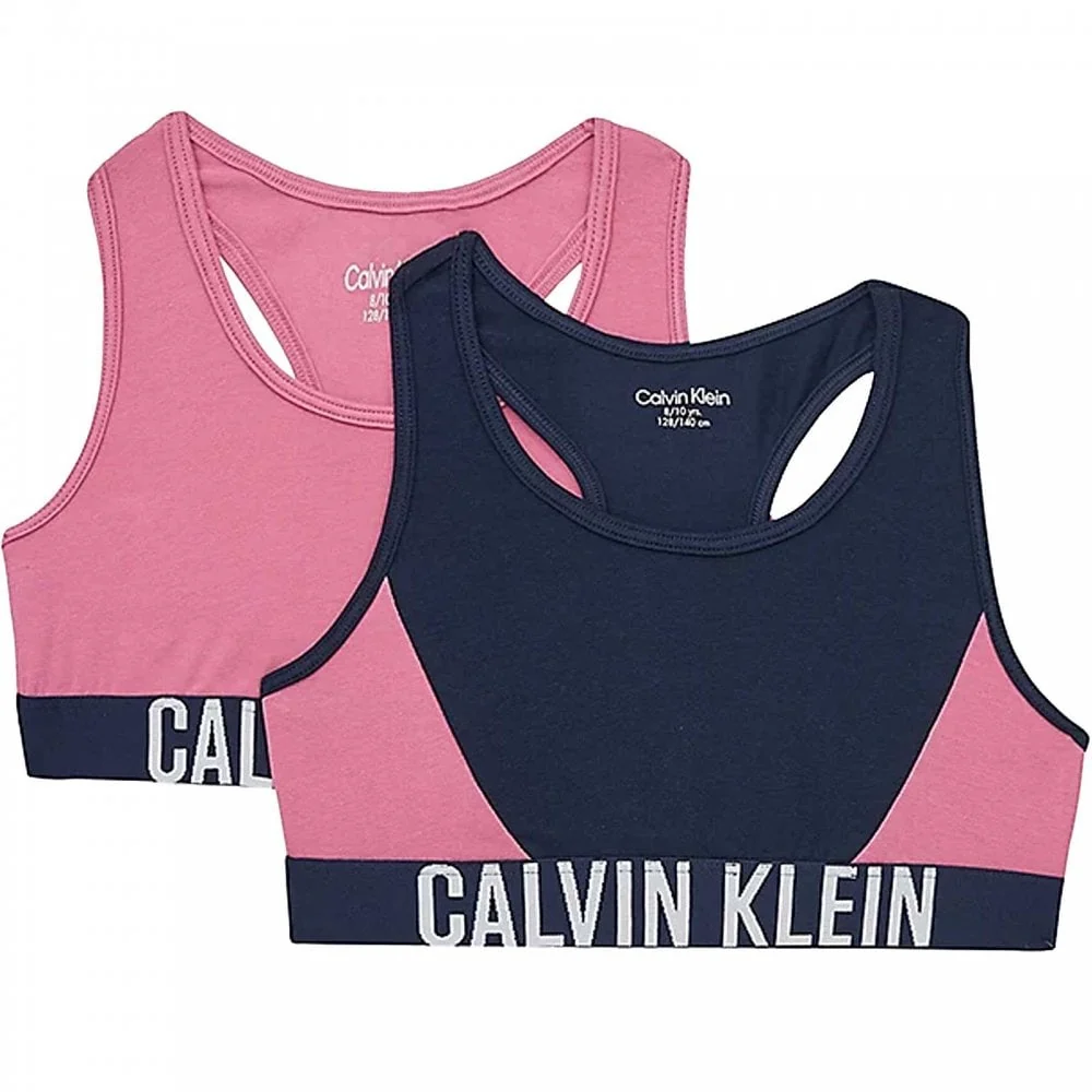 Girls 2 Pack Intense Power Bralette, Petal Red/Navy Iris