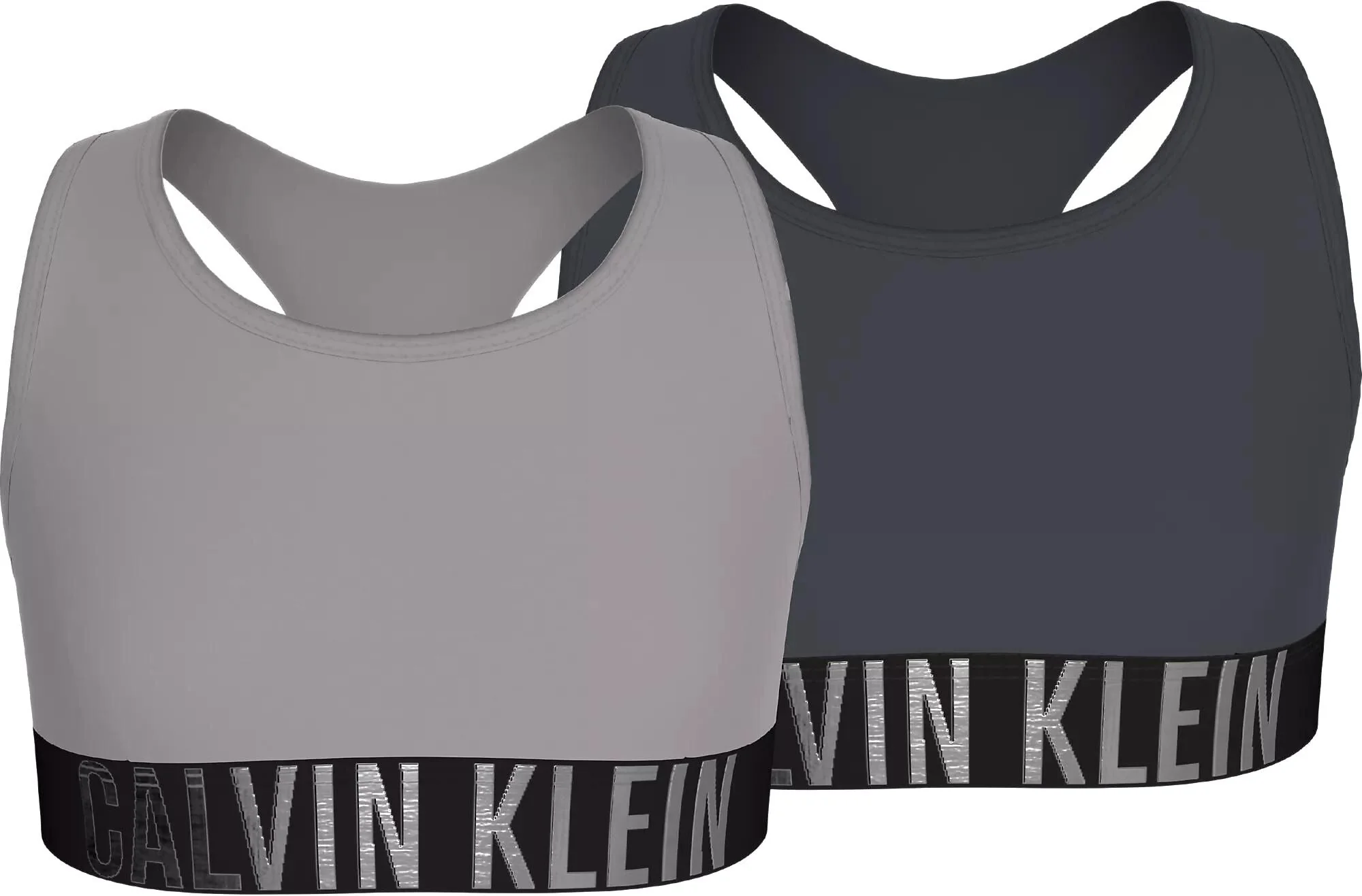Girls 2-Pack Intense Power Bralettes, Ash/Grey w/ silver - Image 2