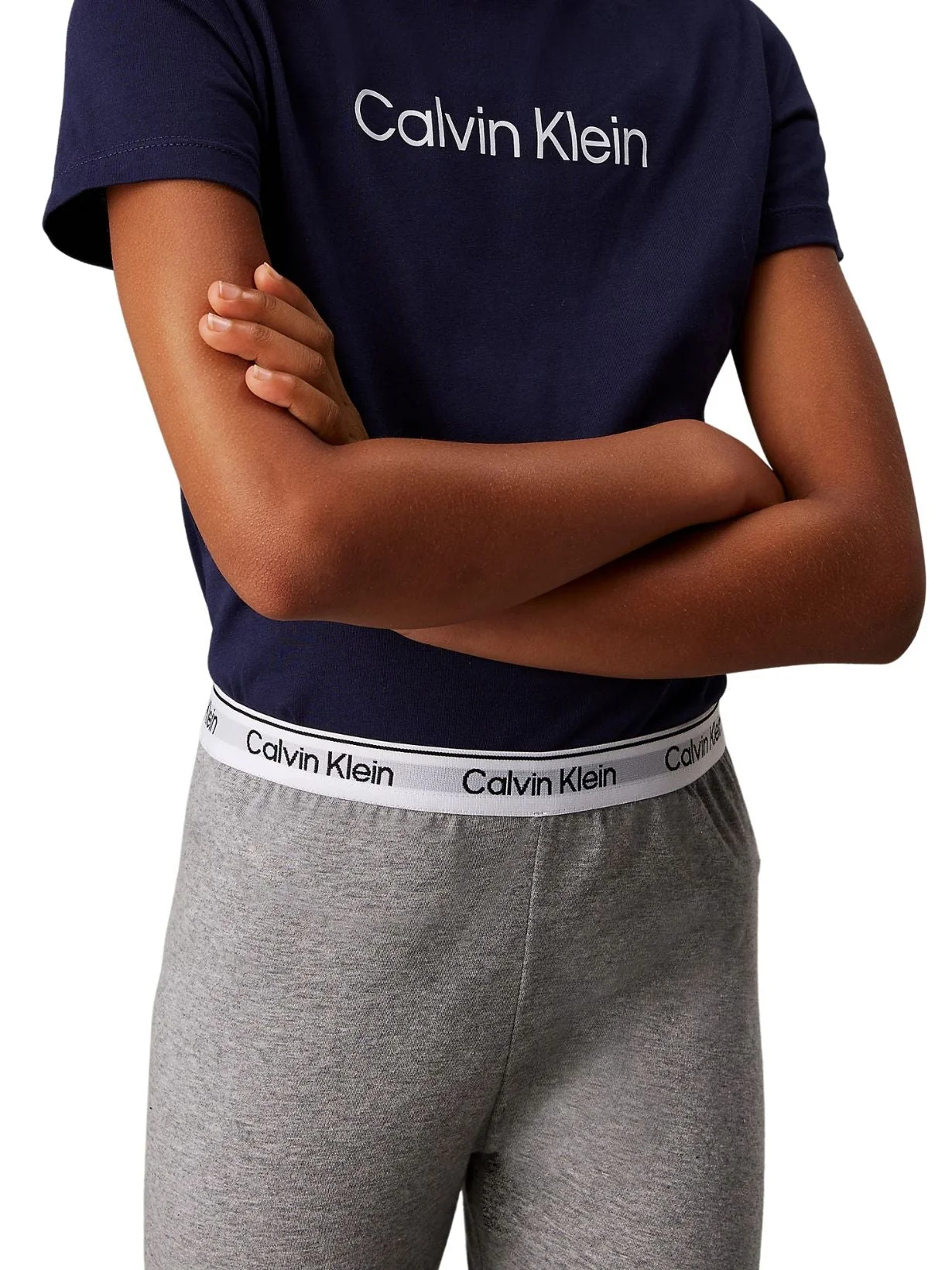 Girls 2-Pack Logo Waistband Leggings, Grey/Navy - Image 4