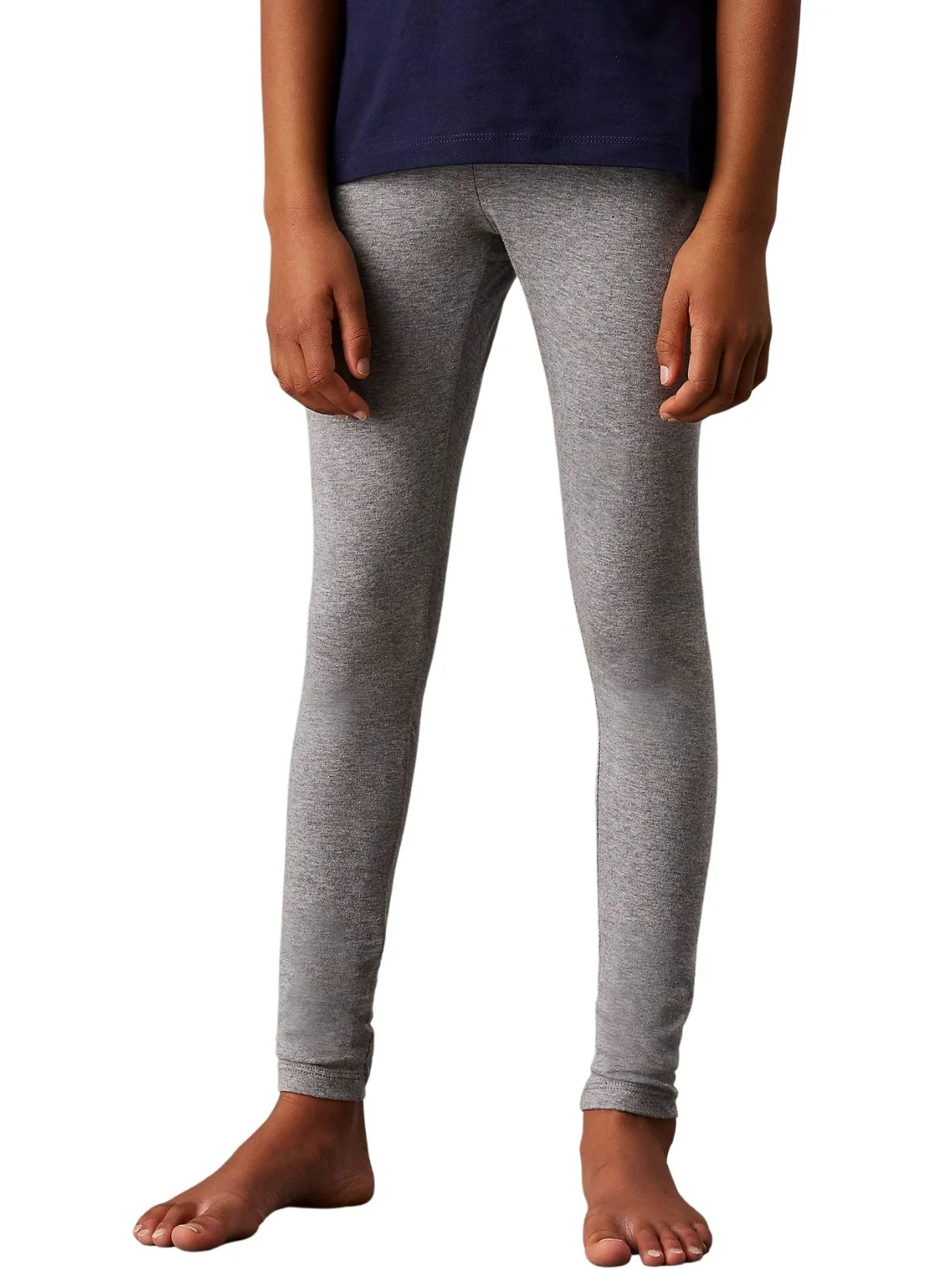 Girls 2-Pack Logo Waistband Leggings, Grey/Navy - Image 6