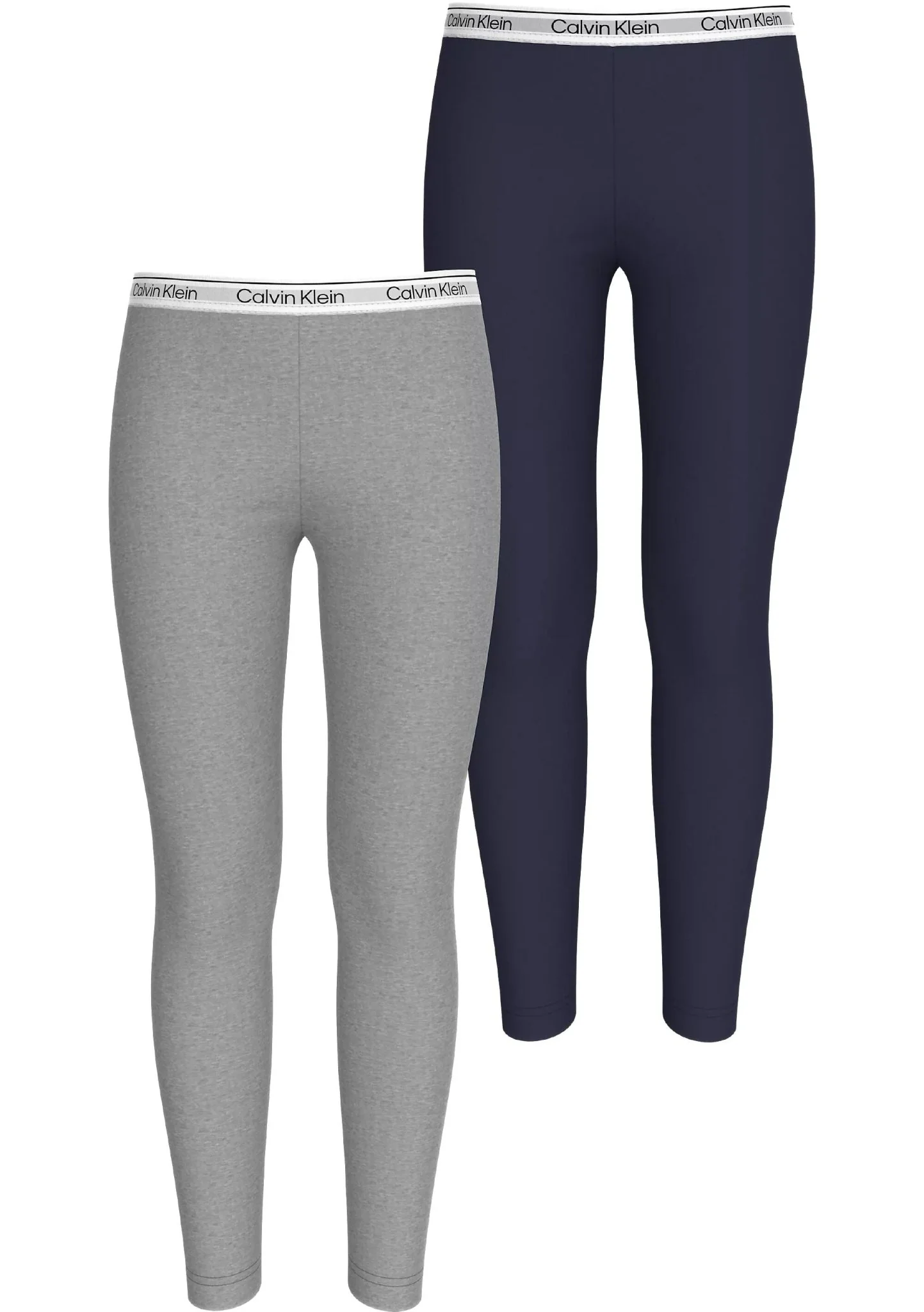 Girls 2-Pack Logo Waistband Leggings, Grey/Navy - Image 7