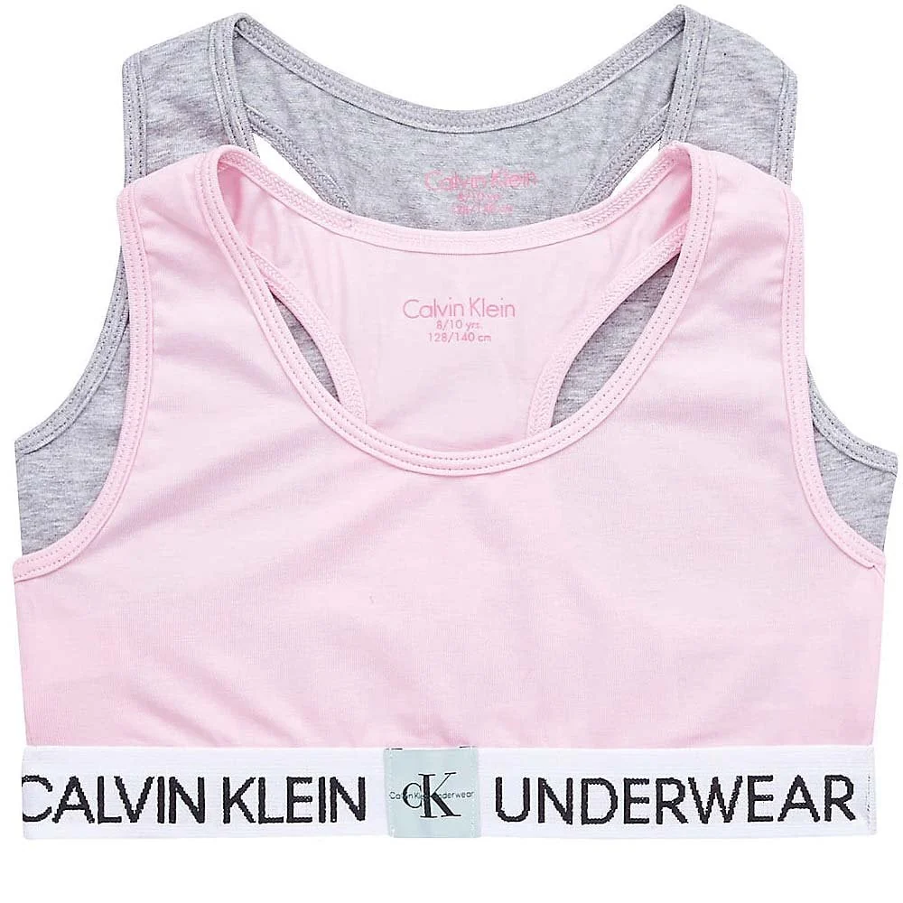 Girls 2 Pack MINIGRAM Bralette, Unique / Heather Grey