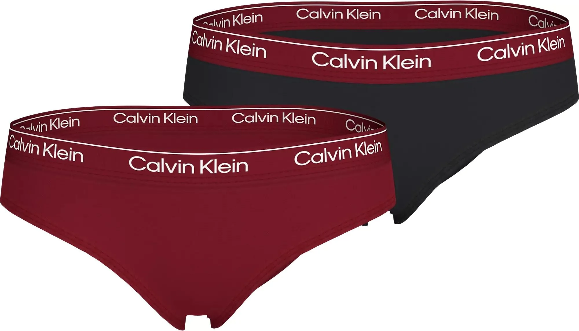 Girls 2-Pack Modern Cotton Bikini Briefs, Burgundy/Black