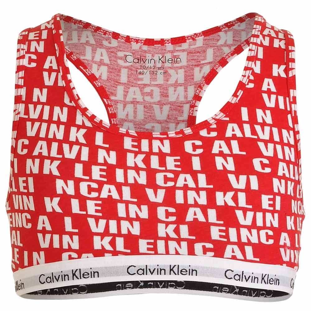 GIRLS 2 Pack Modern Cotton Bralette, Princess Red all over Logo / Solid Red - Image 4
