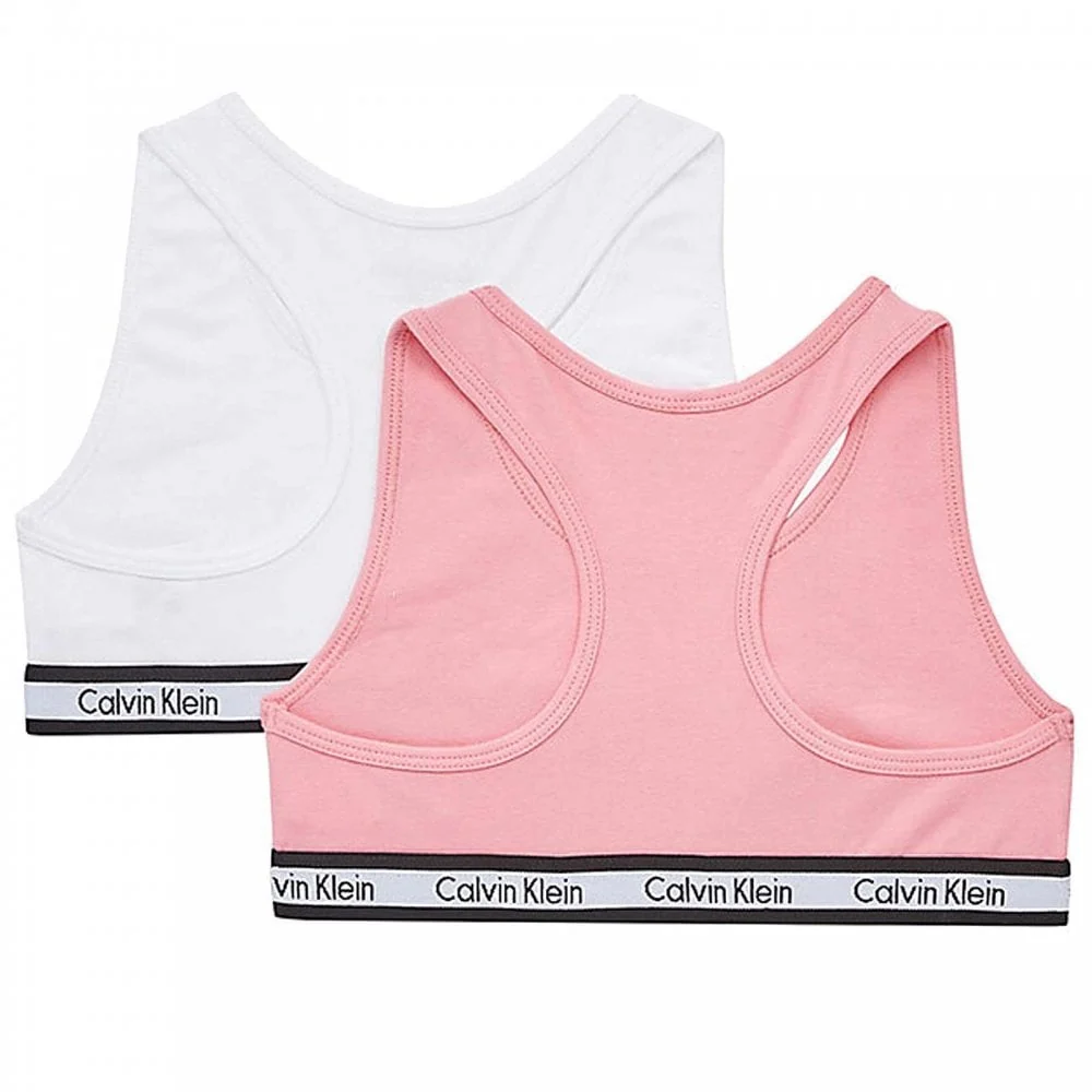 Girls 2 Pack Modern Cotton Bralette, Rosey Pink/Pvh White - Image 2