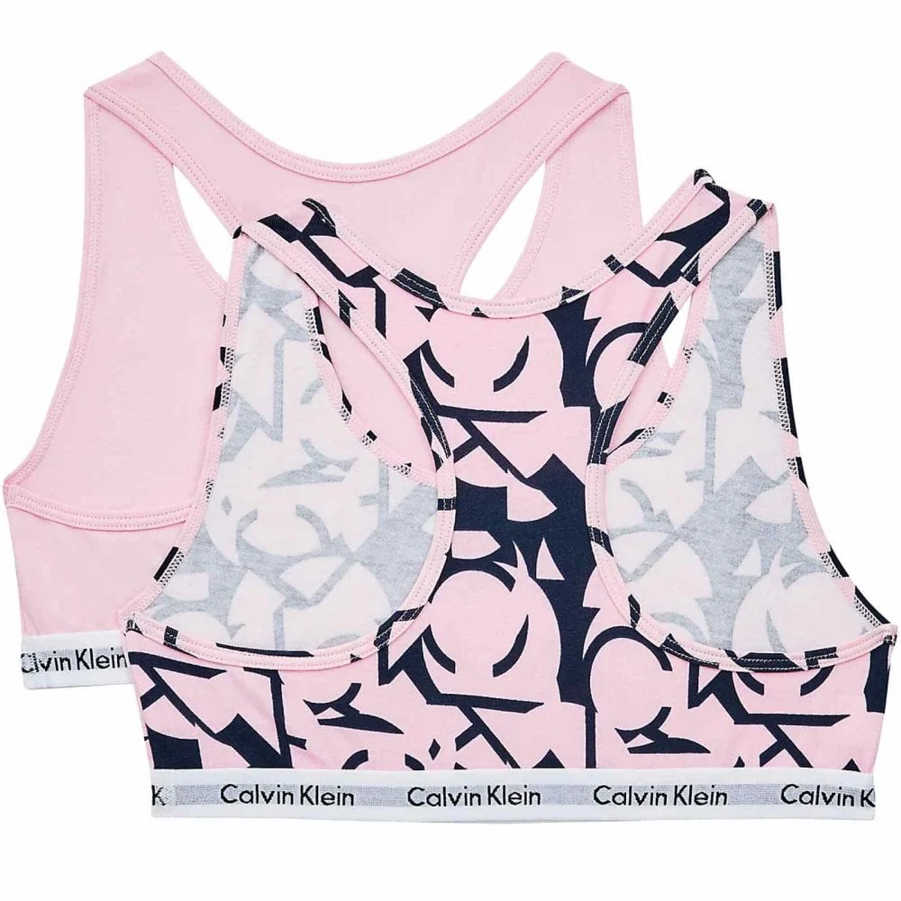 GIRLS 2 Pack Modern Cotton Bralette, Unique/Circle Black Iris Print - Image 2