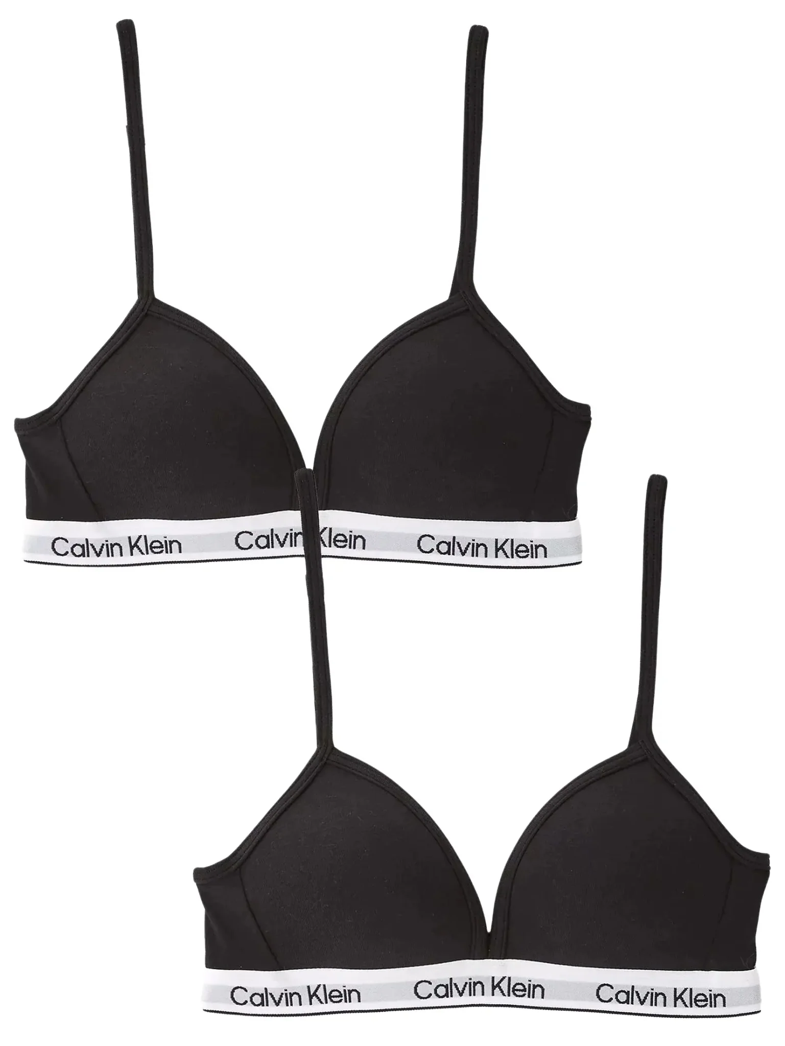 Girls 2-Pack Modern Cotton Triangle Bras, Black