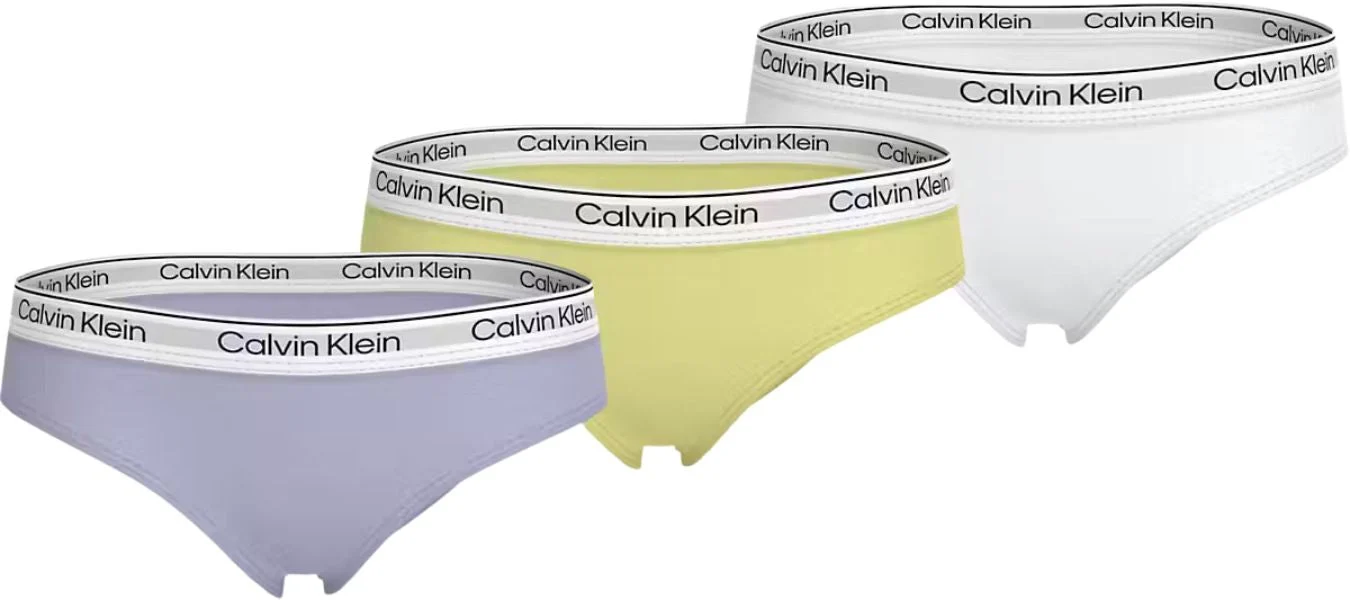 Girls 3-Pack Modern Cotton Bikini Briefs, Purple/White/Yellow