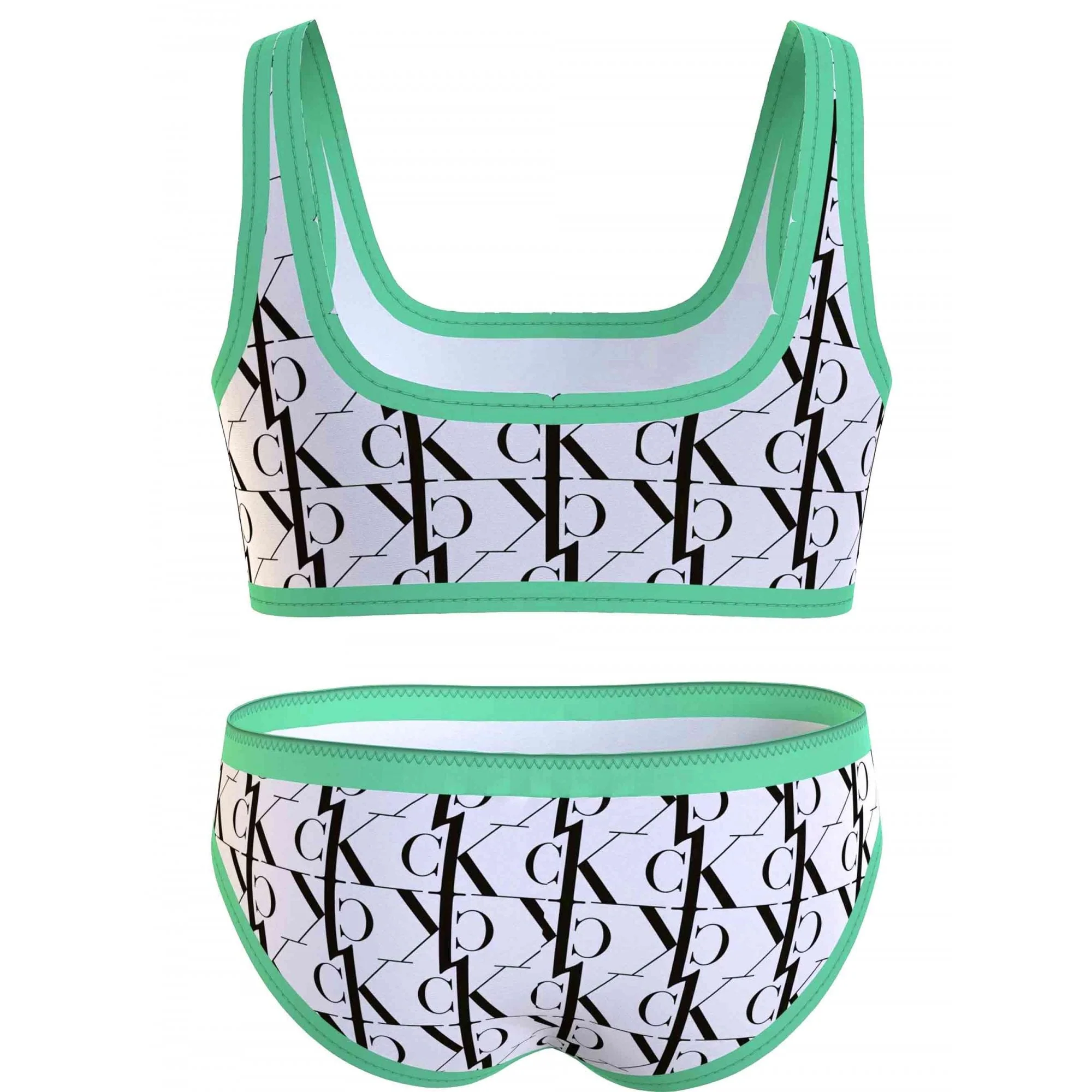 Girls CK One Bralette / Bikini Set, Monogram White - Image 2