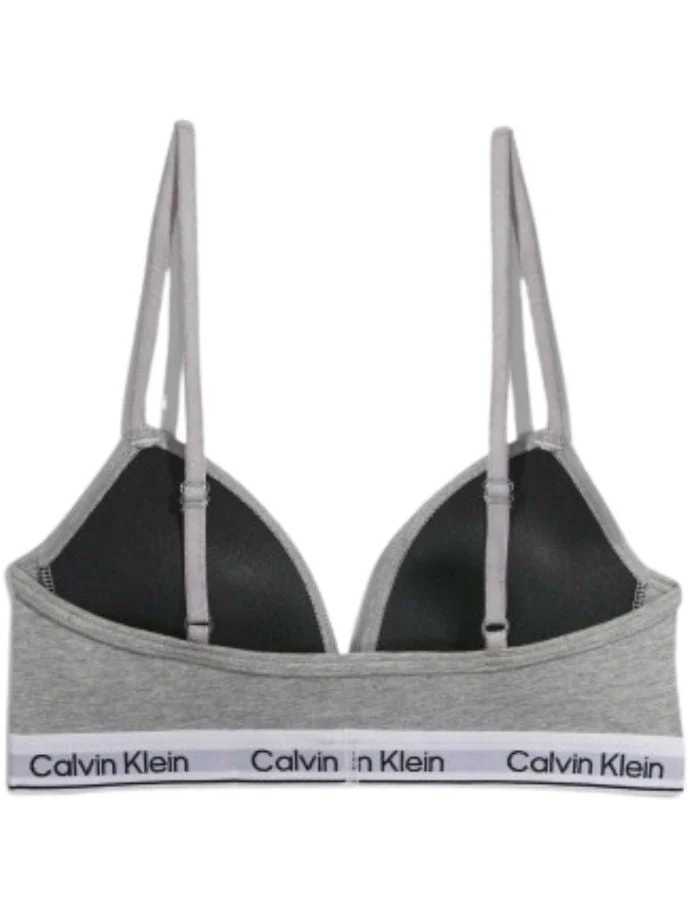 Girls Modern Cotton Triangle Bralette, Grey Heather - Image 3