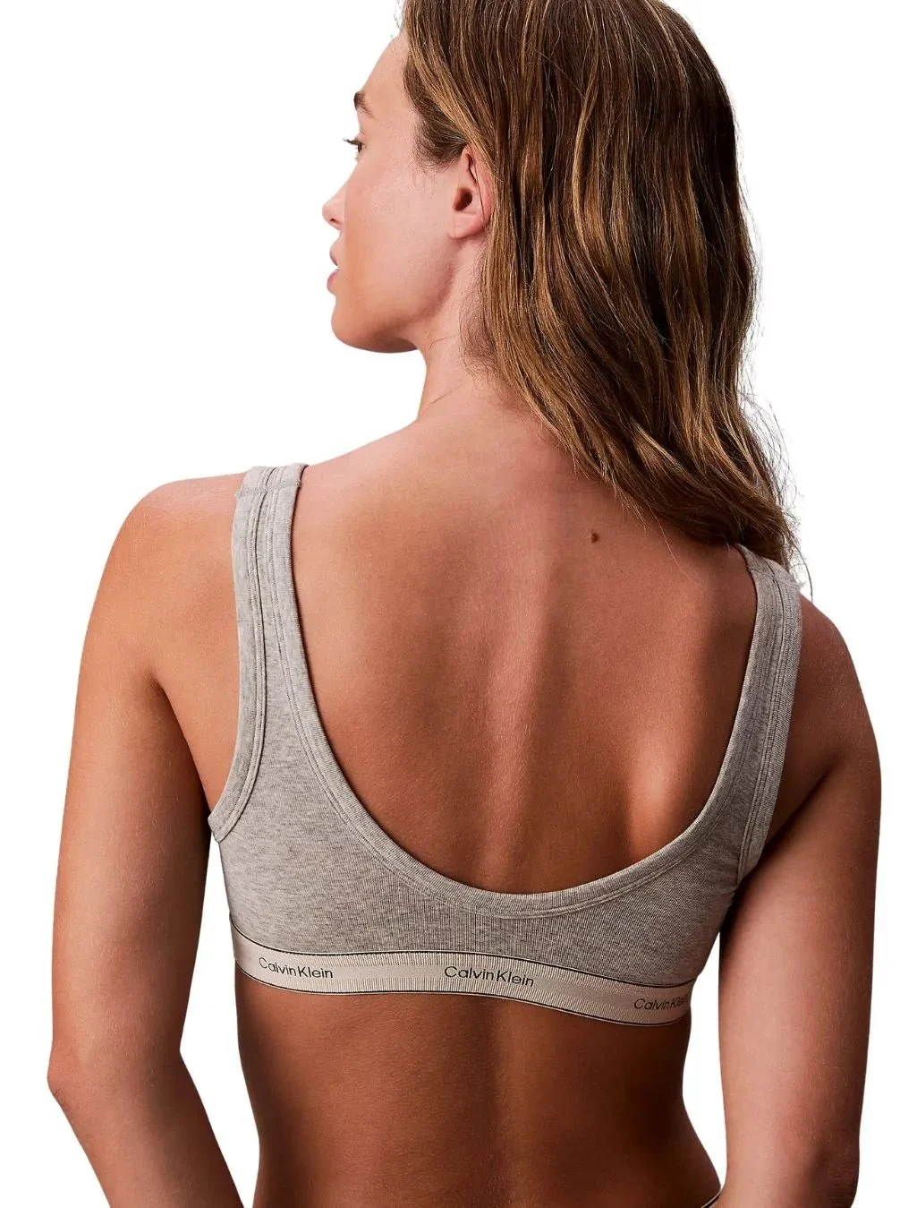Heritage Cotton Unlined Bralette, Grey Heather - Image 3