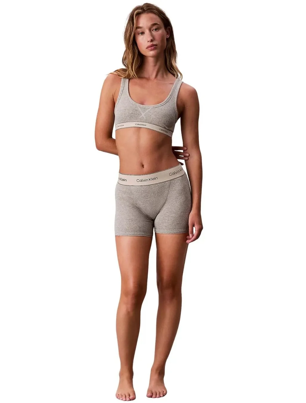 Heritage Cotton Unlined Bralette, Grey Heather - Image 5