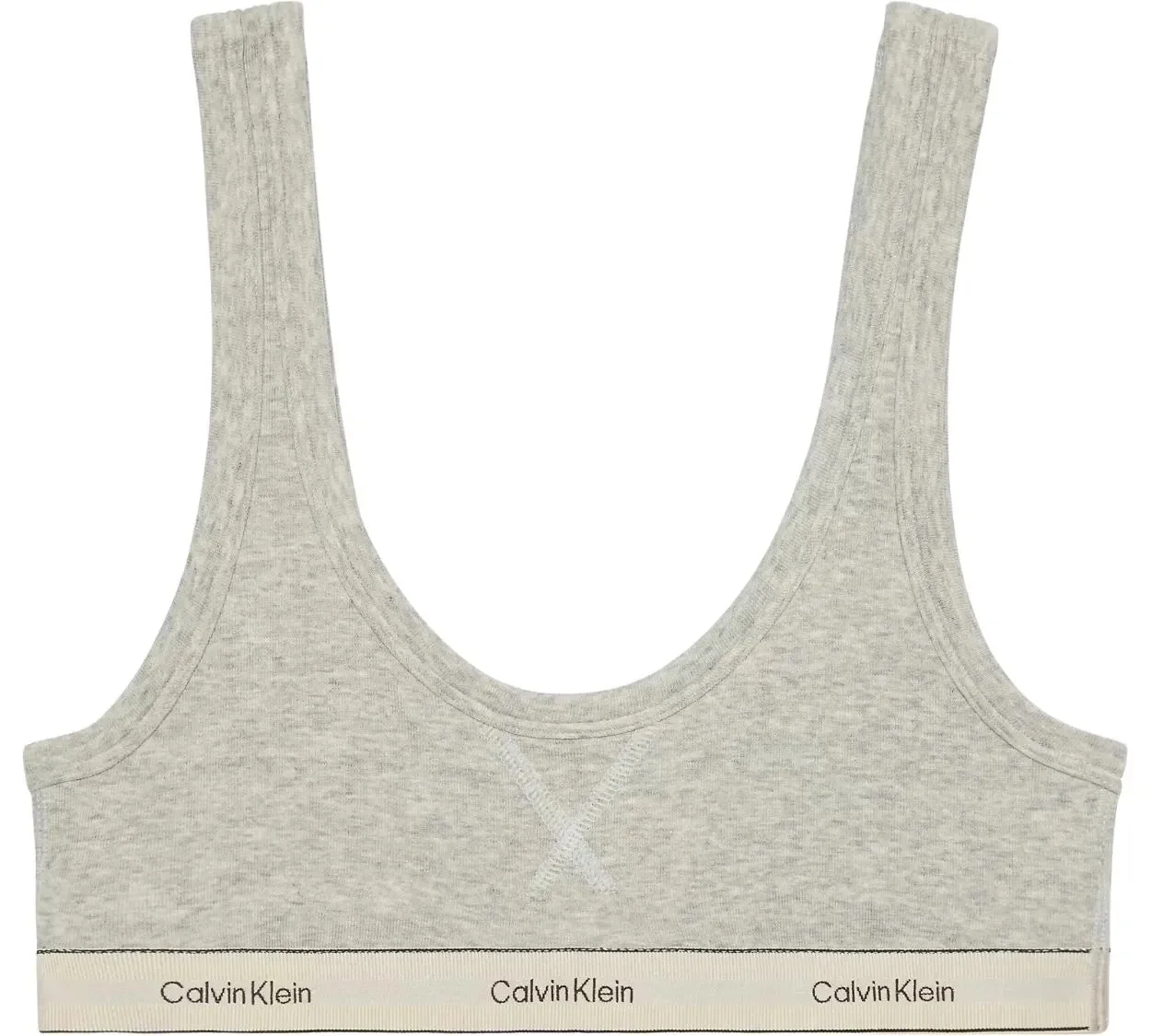 Heritage Cotton Unlined Bralette, Grey Heather - Image 6