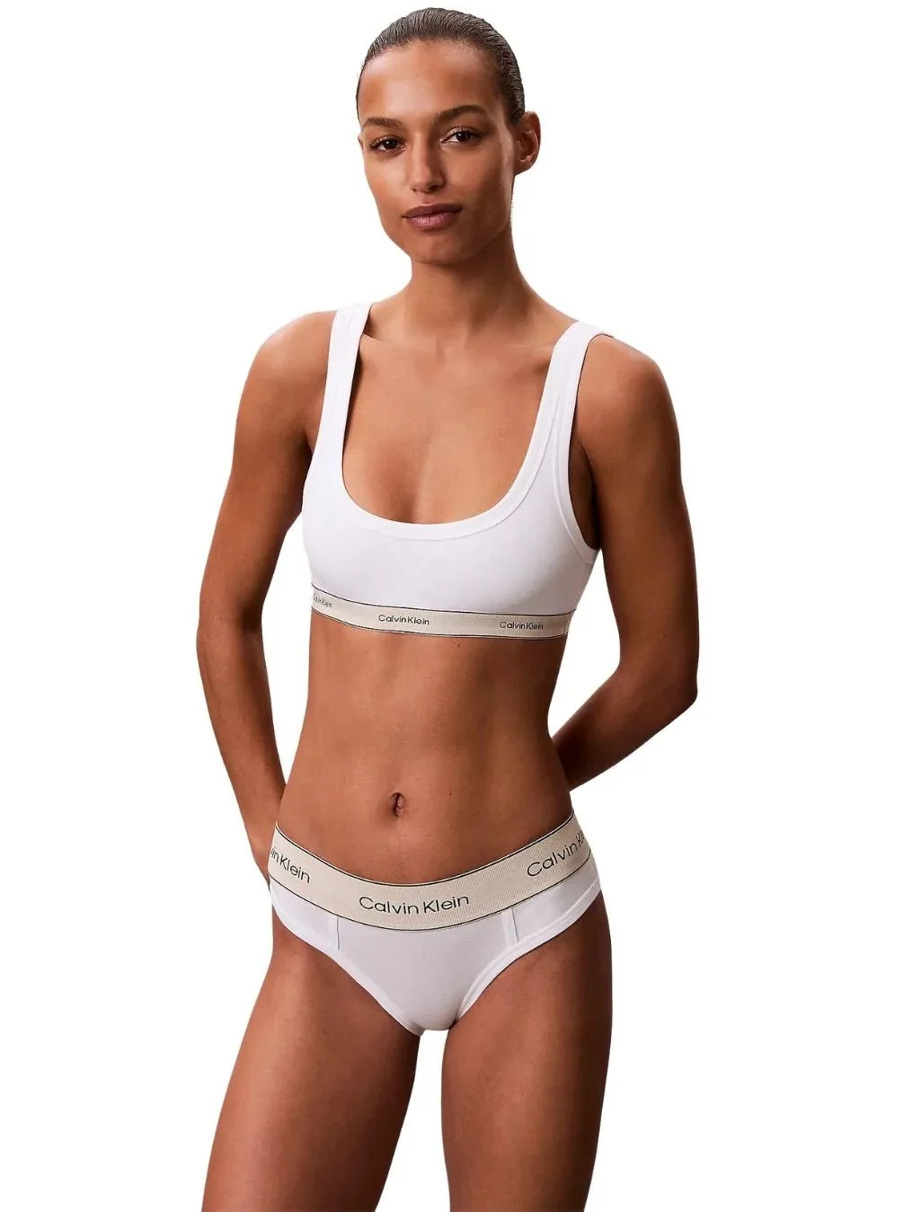 Heritage Cotton Unlined Bralette, White - Image 3