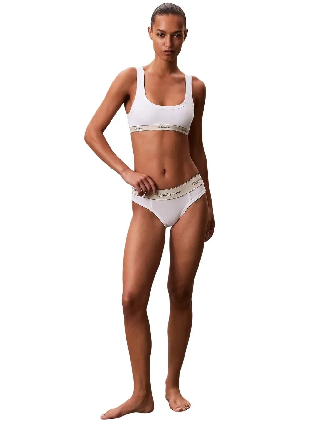 Heritage Cotton Unlined Bralette, White - Image 5
