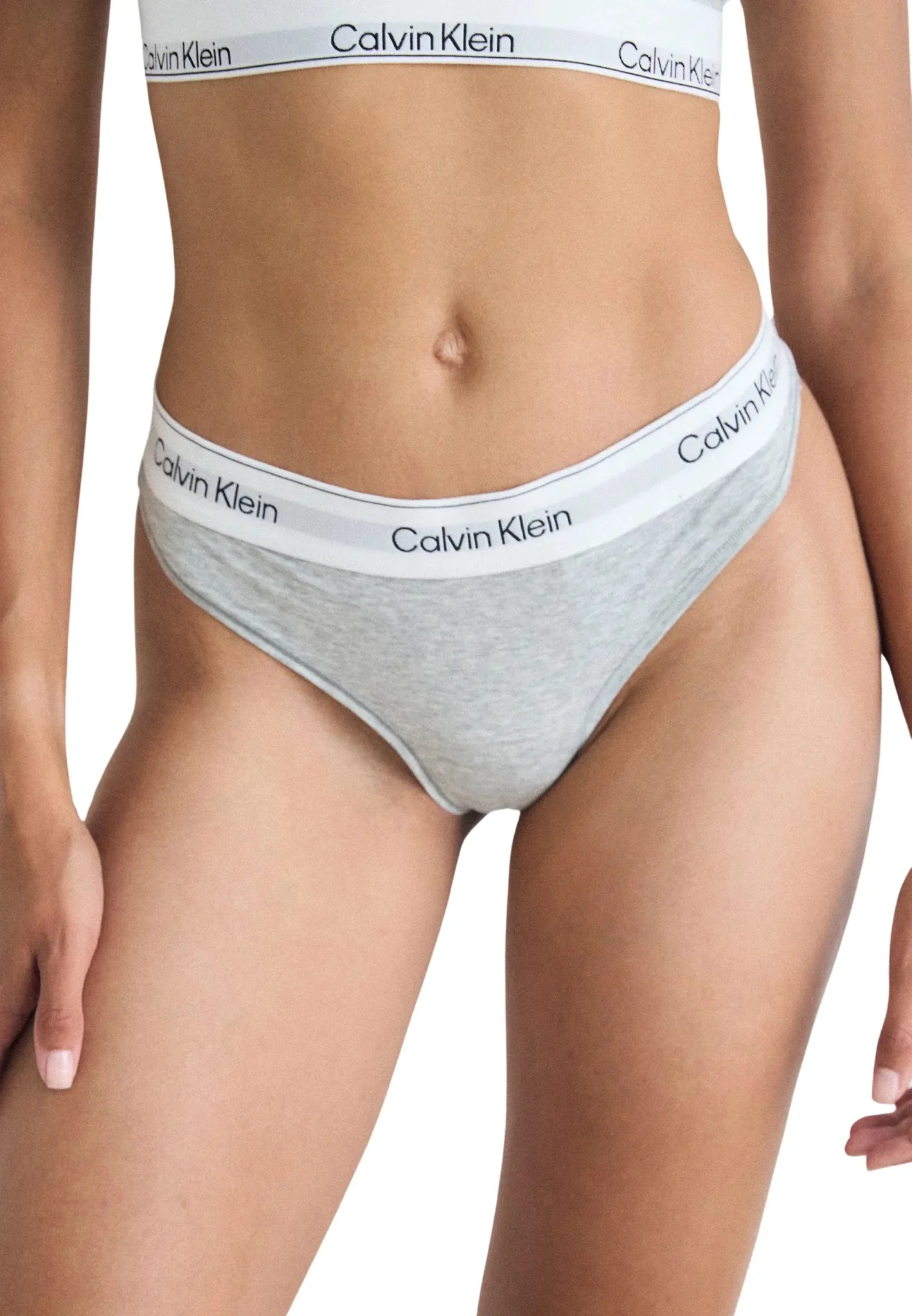 Icon Cotton Modal High Leg Tanga Brief, Grey Heather - Image 2