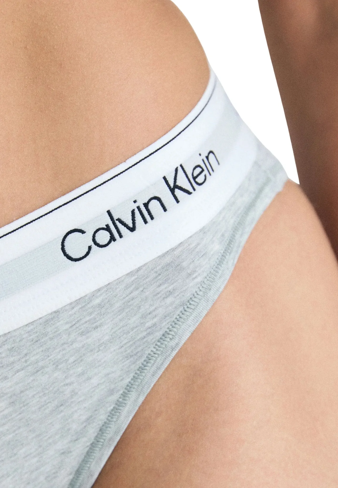 Icon Cotton Modal High Leg Tanga Brief, Grey Heather - Image 4