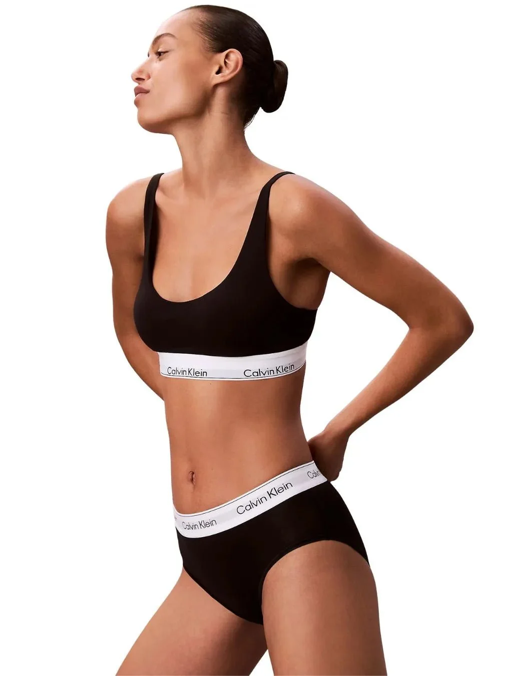 Icon Cotton Modal Lightly Lined Bralette, Black - Image 3