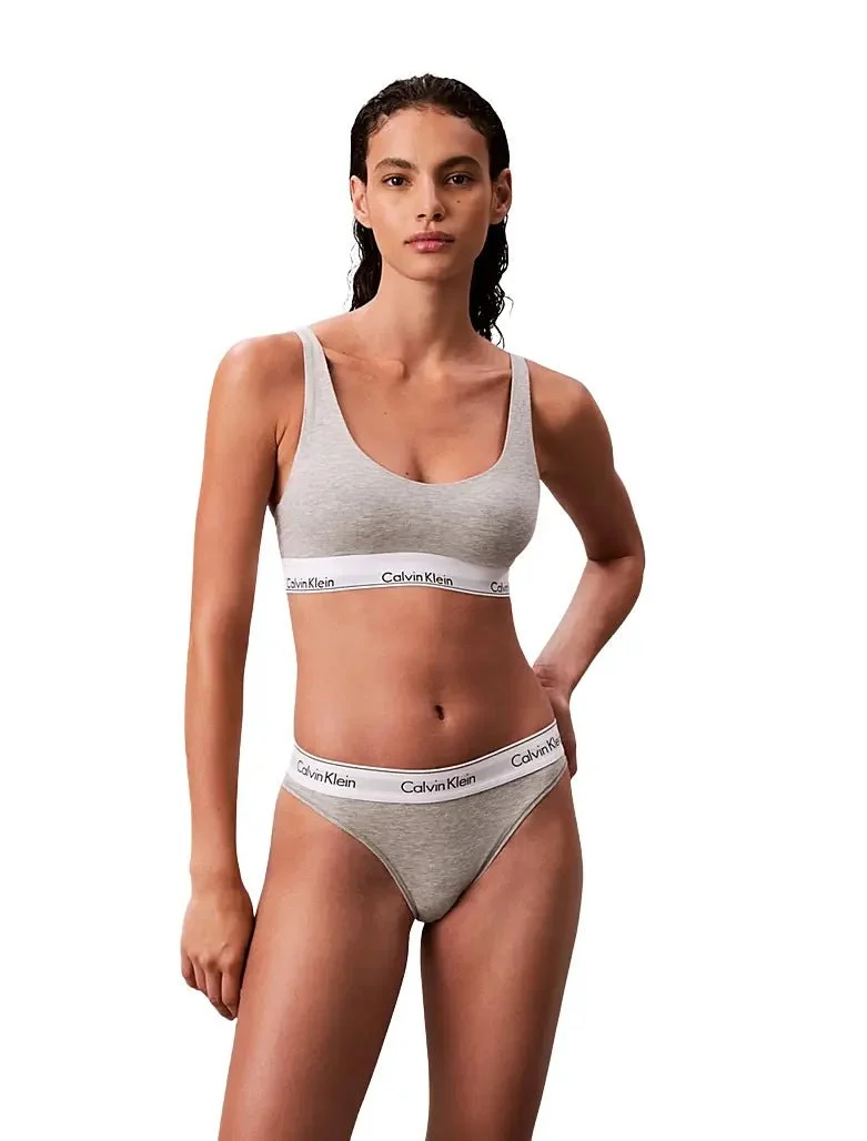 Icon Cotton Modal Lightly Lined Bralette, Grey Heather - Image 4