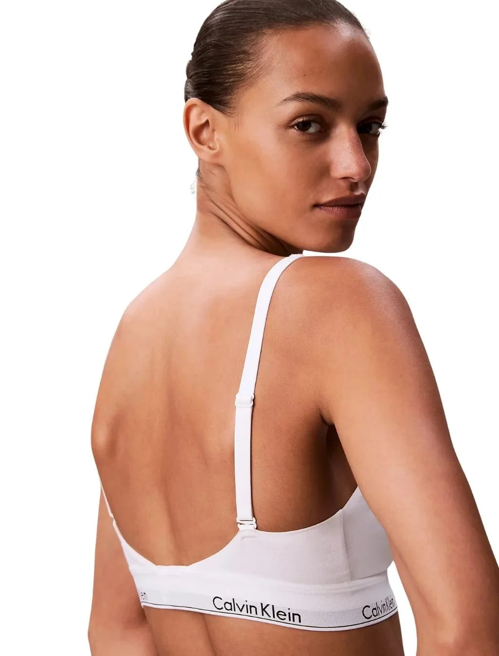 Icon Cotton Modal Lightly Lined Bralette, White - Image 2