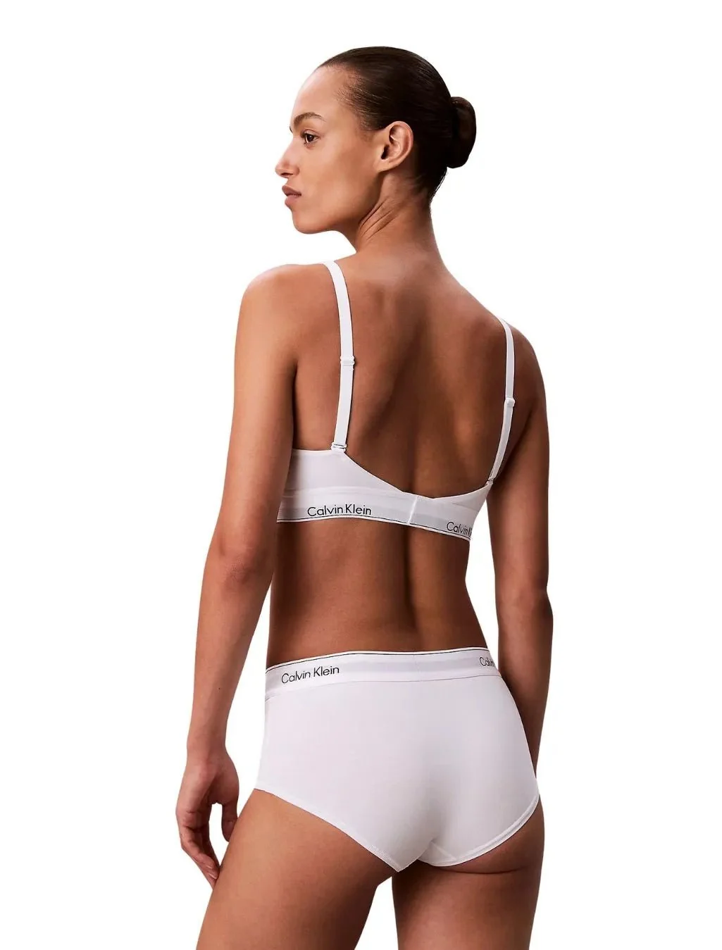Icon Cotton Modal Lightly Lined Bralette, White - Image 4