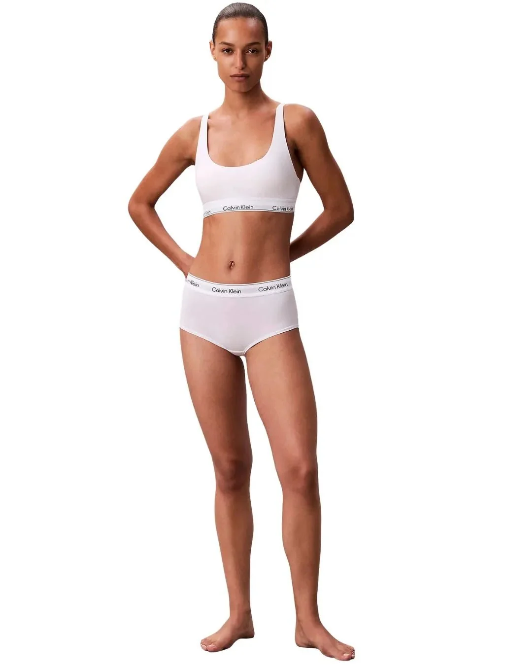 Icon Cotton Modal Lightly Lined Bralette, White - Image 5