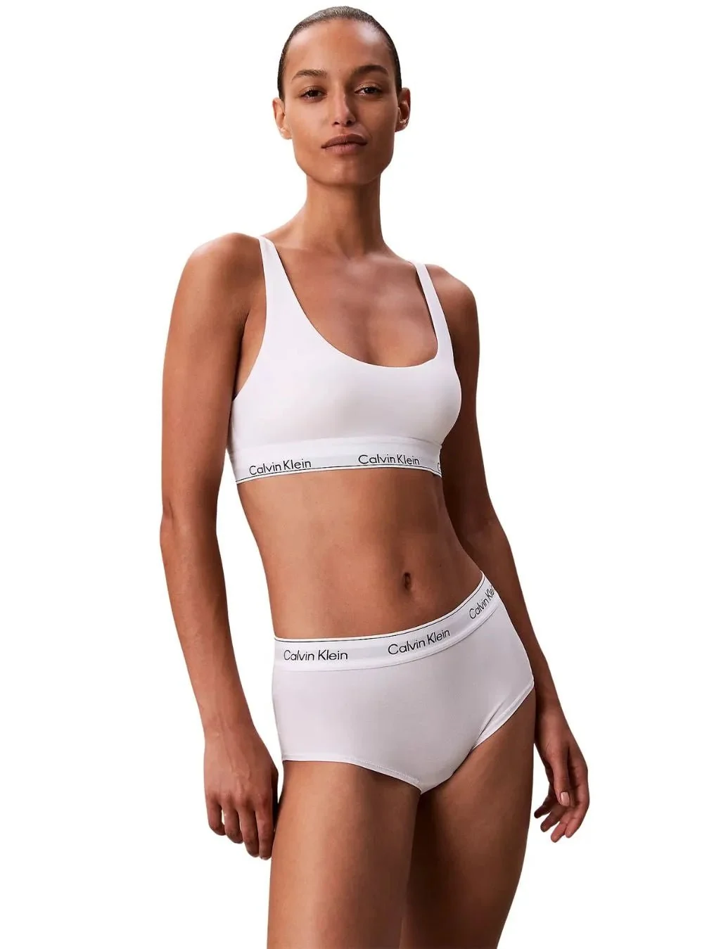 Icon Cotton Modal Lightly Lined Bralette, White - Image 6