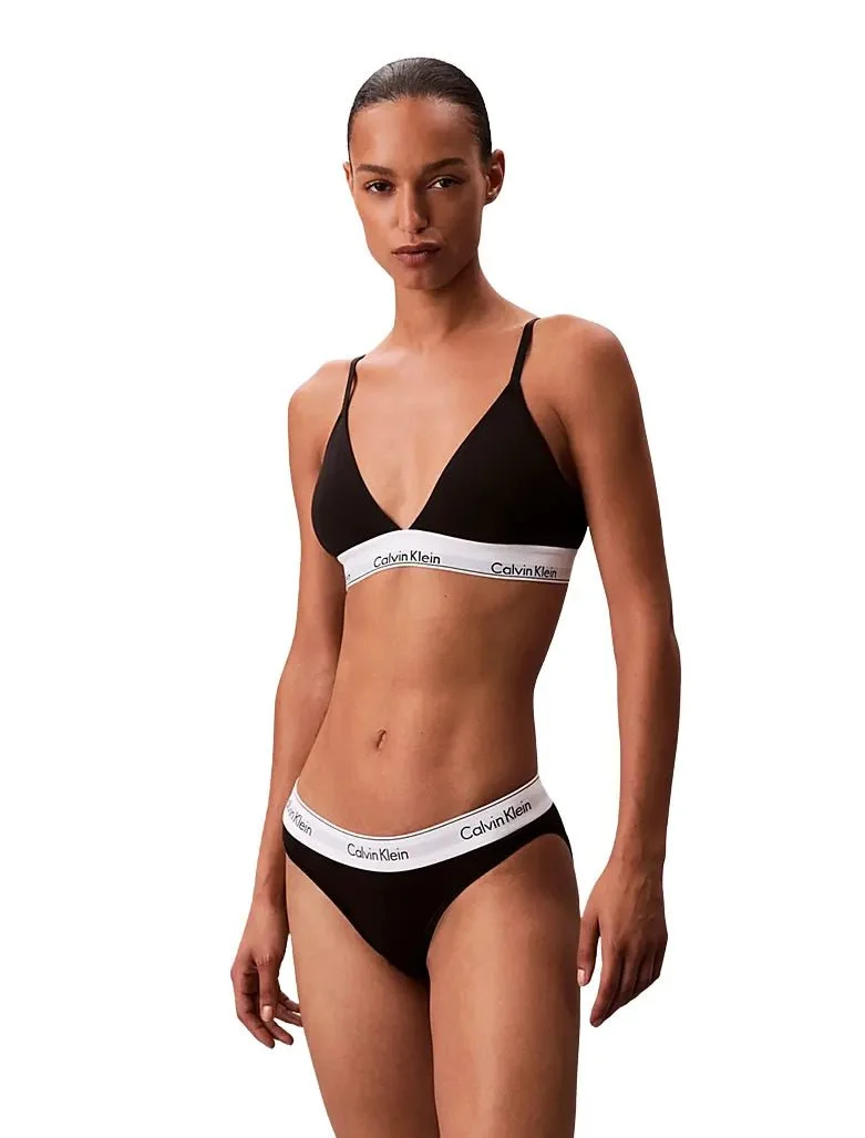 Icon Cotton Modal Lightly Lined Triangle Bra, Black - Image 2