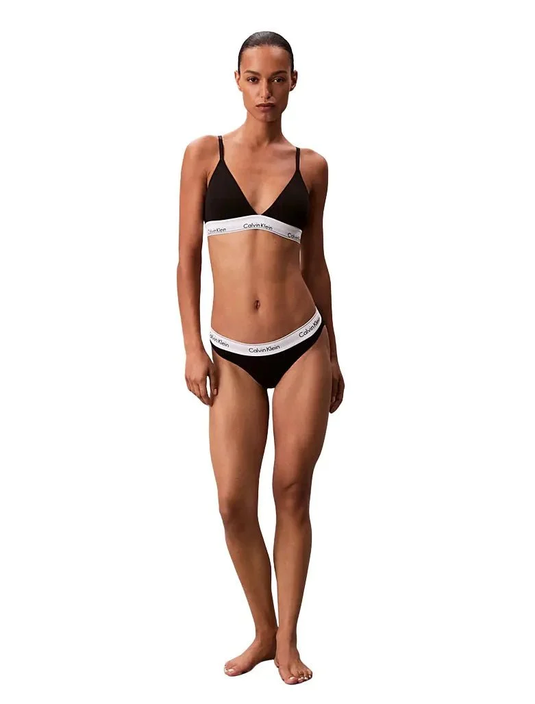 Icon Cotton Modal Lightly Lined Triangle Bra, Black - Image 4