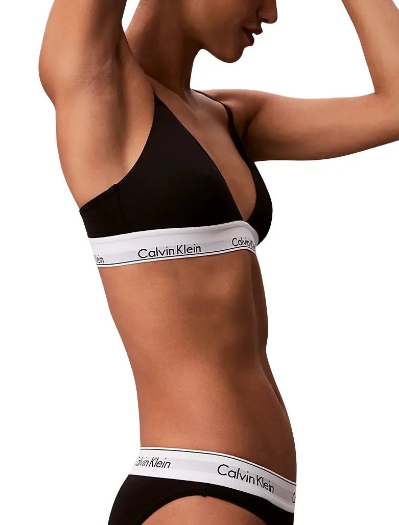 Icon Cotton Modal Lightly Lined Triangle Bra, Black - Image 5