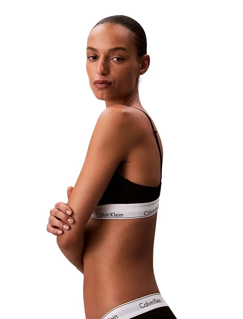 Icon Cotton Modal Lightly Lined Triangle Bra, Black - Image 6
