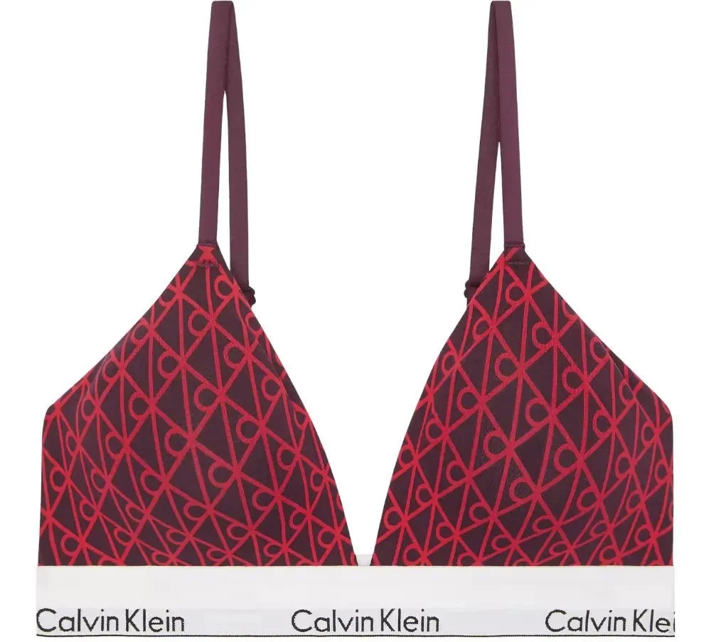 Icon Cotton Modal Lightly Lined Triangle Bra, Dark Berry Emblem