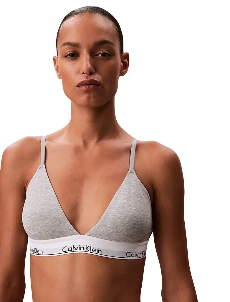 Icon Cotton Modal Lightly Lined Triangle Bra, Grey Heather