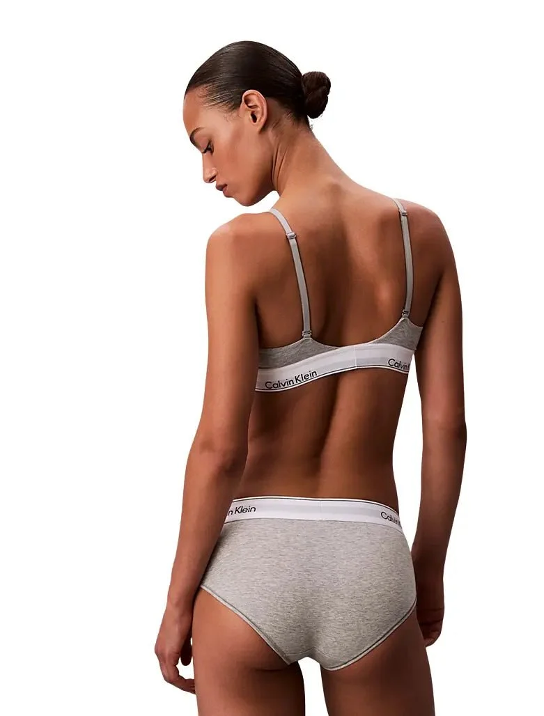 Icon Cotton Modal Lightly Lined Triangle Bra, Grey Heather - Image 2