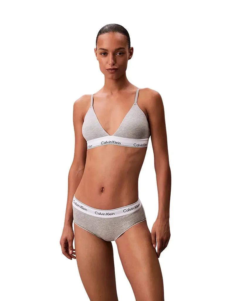 Icon Cotton Modal Lightly Lined Triangle Bra, Grey Heather - Image 3