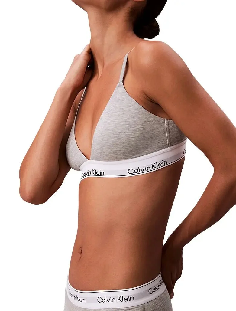 Icon Cotton Modal Lightly Lined Triangle Bra, Grey Heather - Image 4