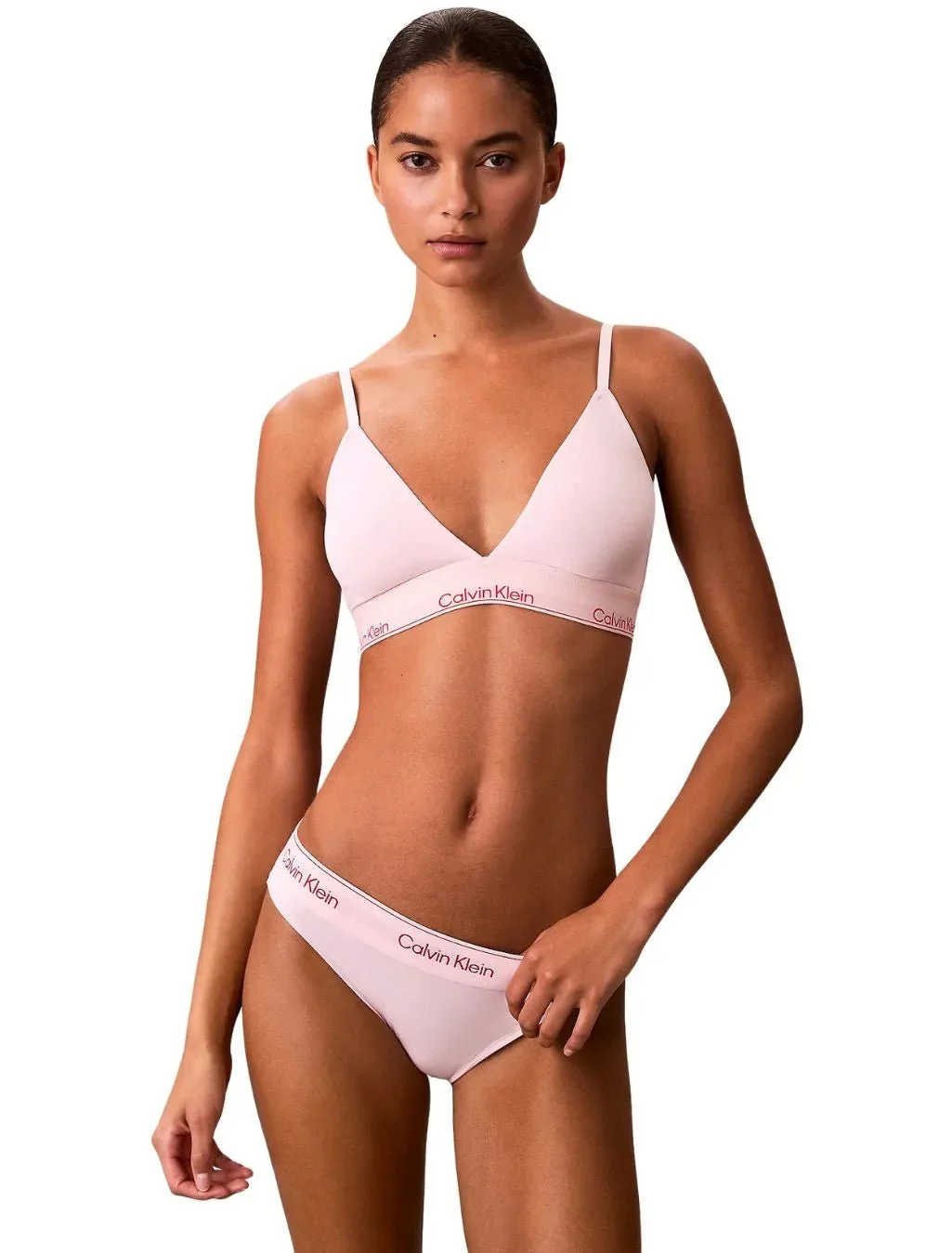 Icon Cotton Modal Lightly Lined Triangle Bra, Potpourri Pink - Image 6