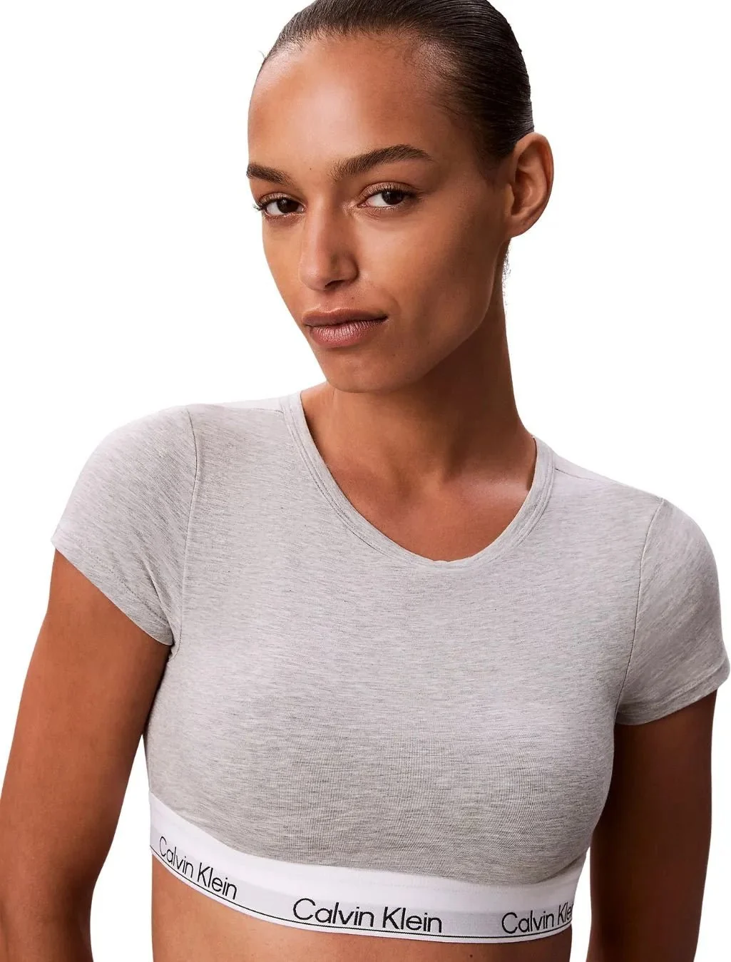 Icon Cotton Modal T-Shirt Bralette, Grey Heather