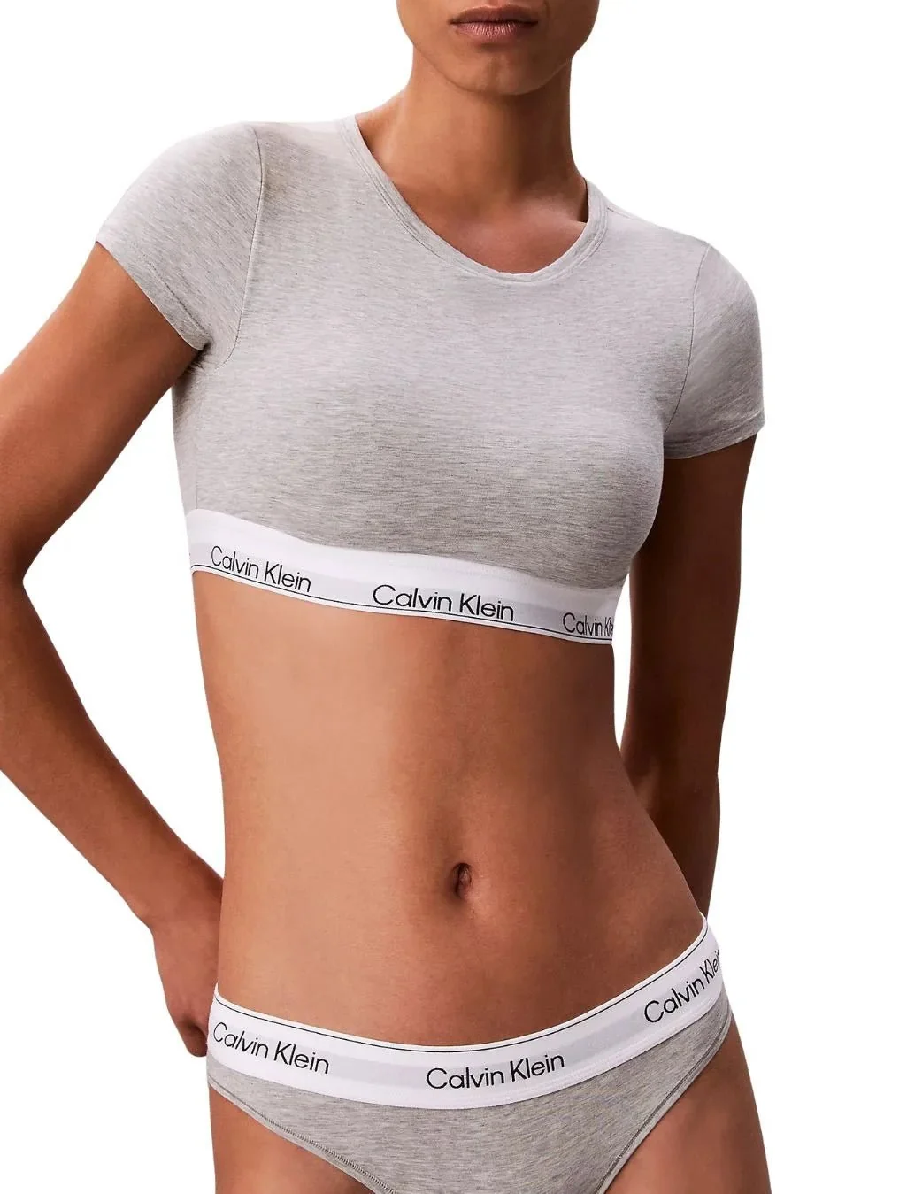 Icon Cotton Modal T-Shirt Bralette, Grey Heather - Image 3