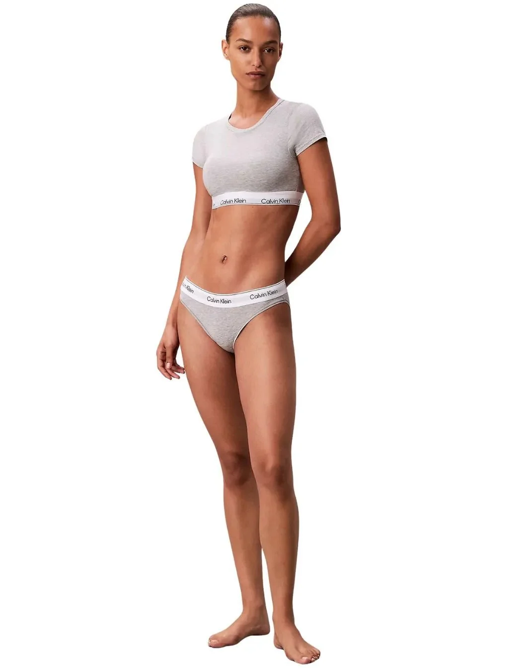 Icon Cotton Modal T-Shirt Bralette, Grey Heather - Image 4