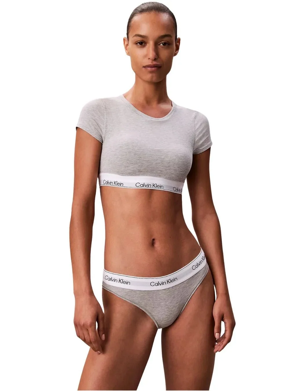 Icon Cotton Modal T-Shirt Bralette, Grey Heather - Image 5