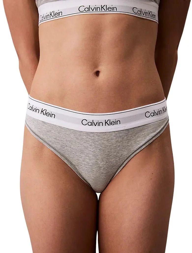 Icon Cotton Modal Thong, Grey Heather - Image 6