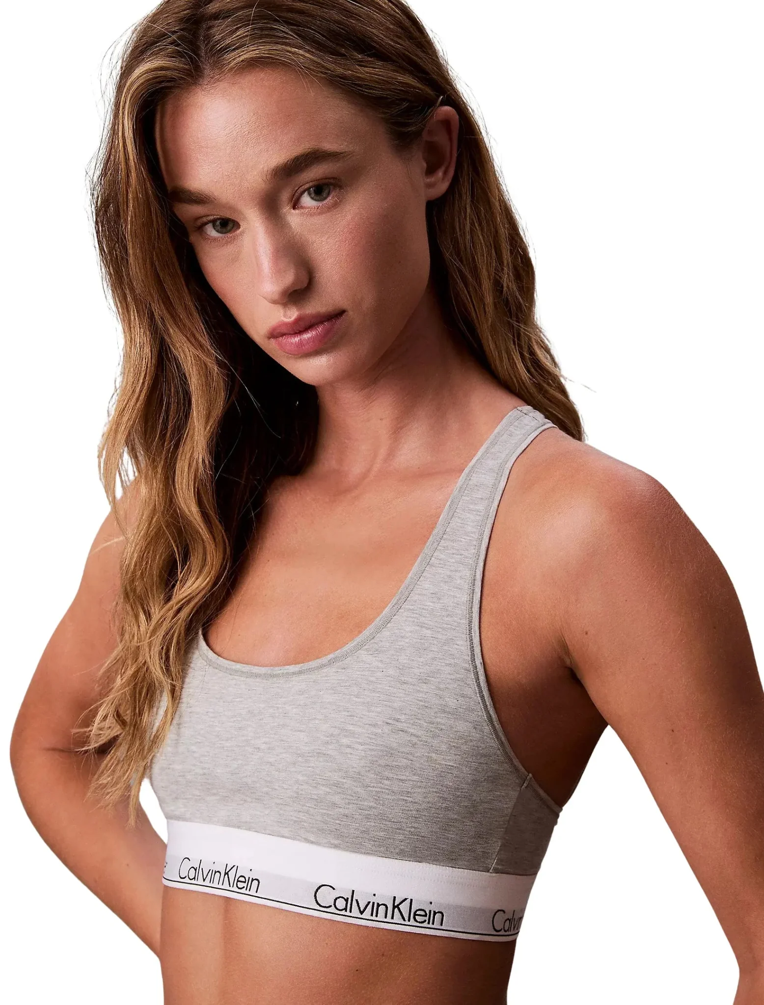 Icon Cotton Modal Unlined Bralette, Grey Heather