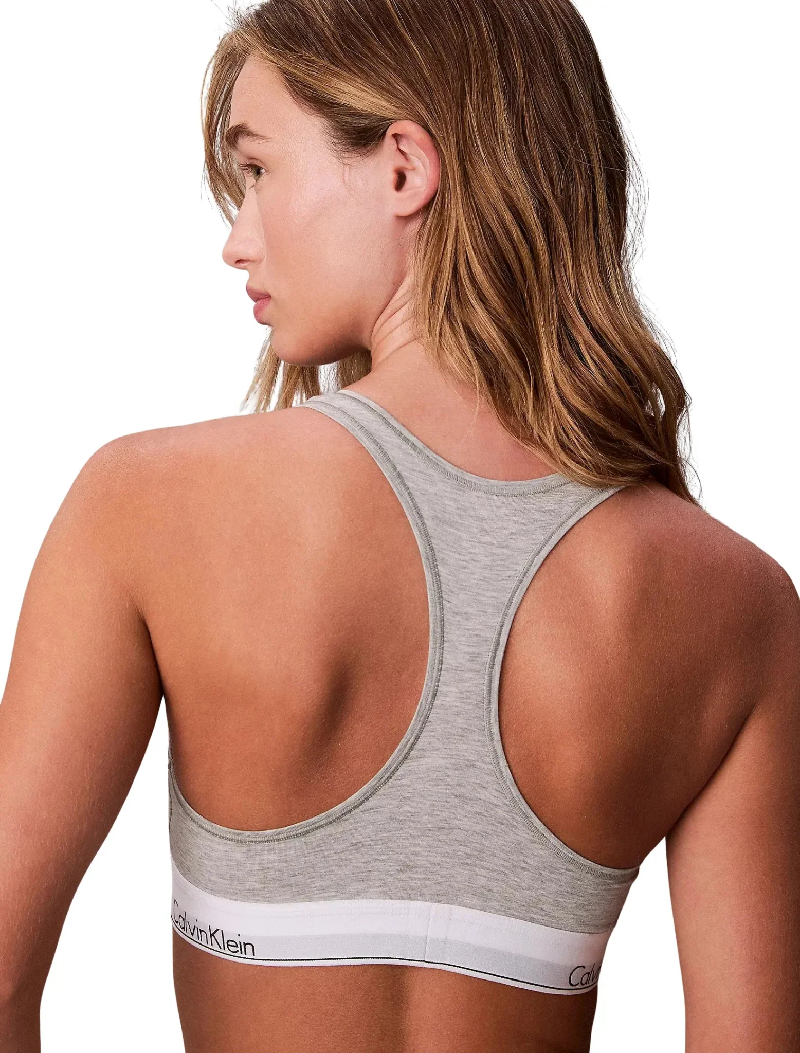 Icon Cotton Modal Unlined Bralette, Grey Heather - Image 2