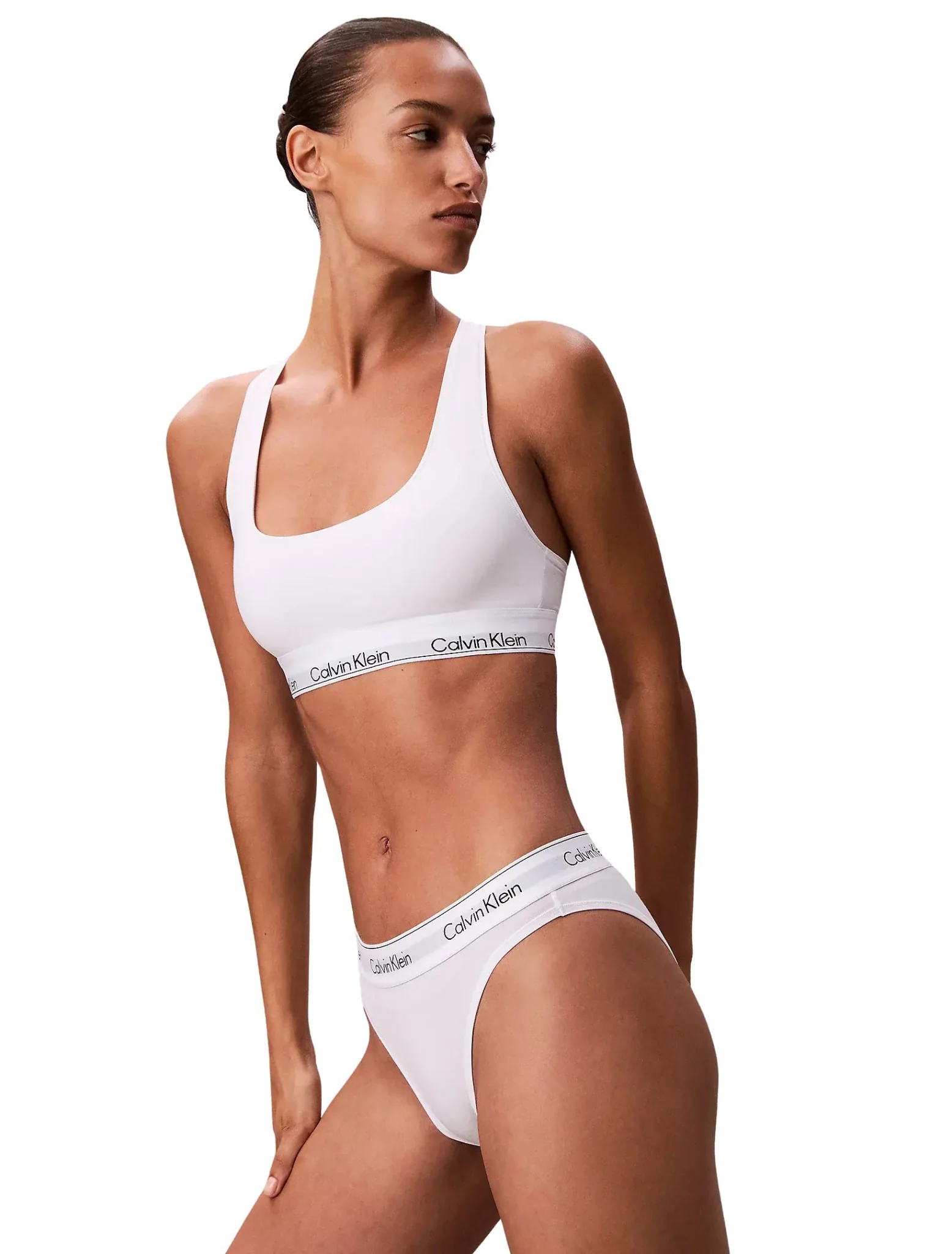 Icon Cotton Modal Unlined Bralette, White - Image 3
