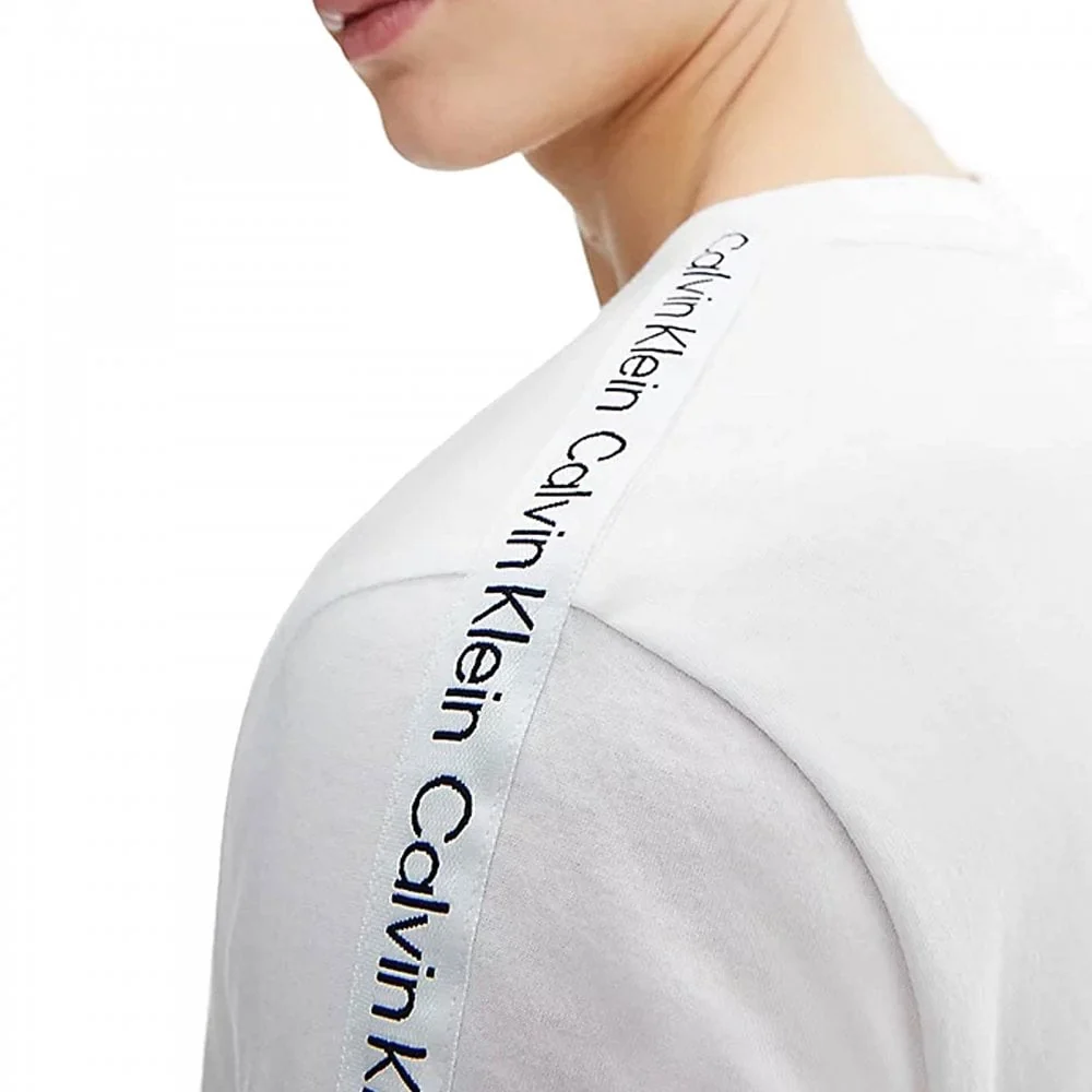 Logo Tape Swimwear Beach T-Shirt, White - Image 4