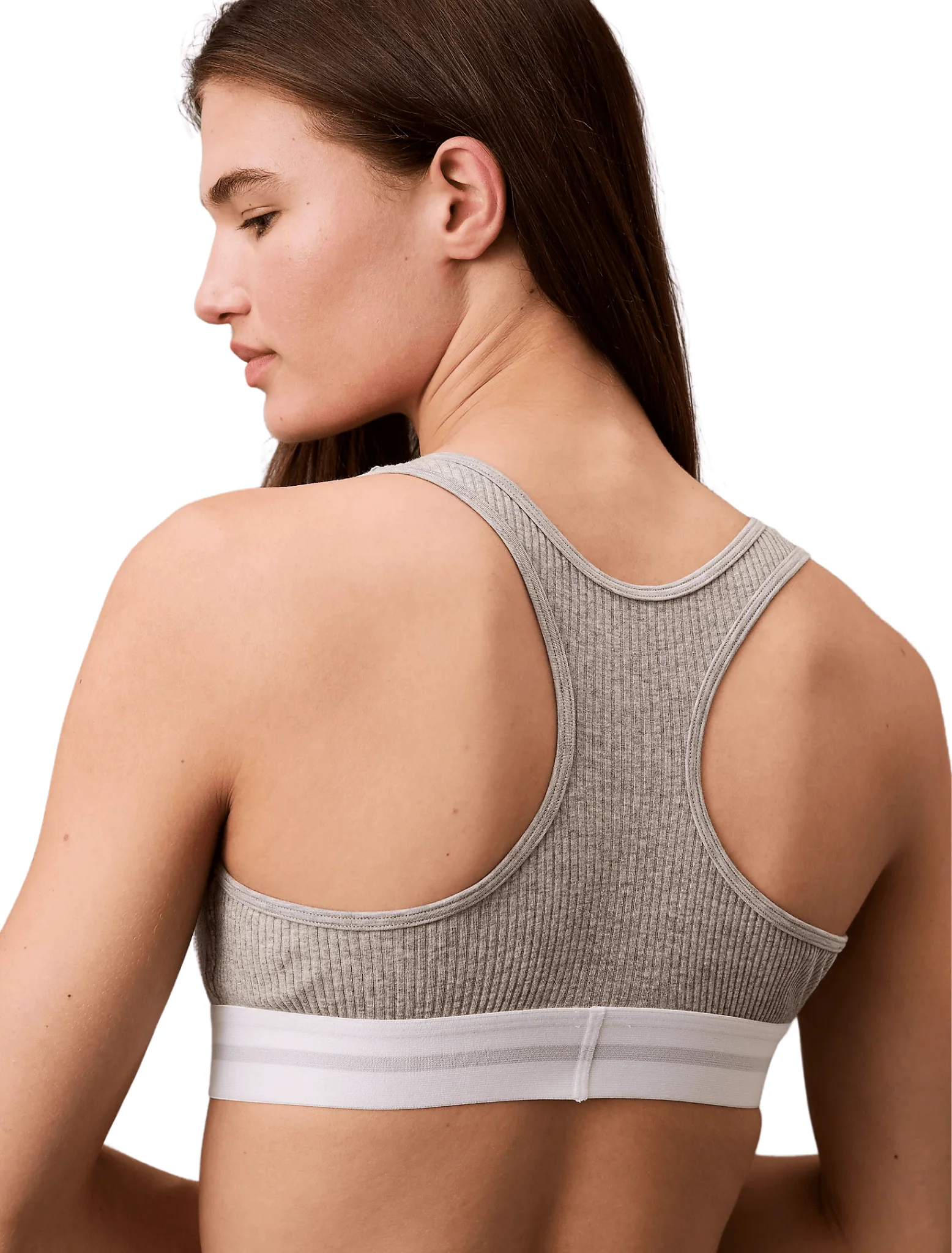 Modal Rib Lightly Lined Bralette, Grey Heather - Image 4