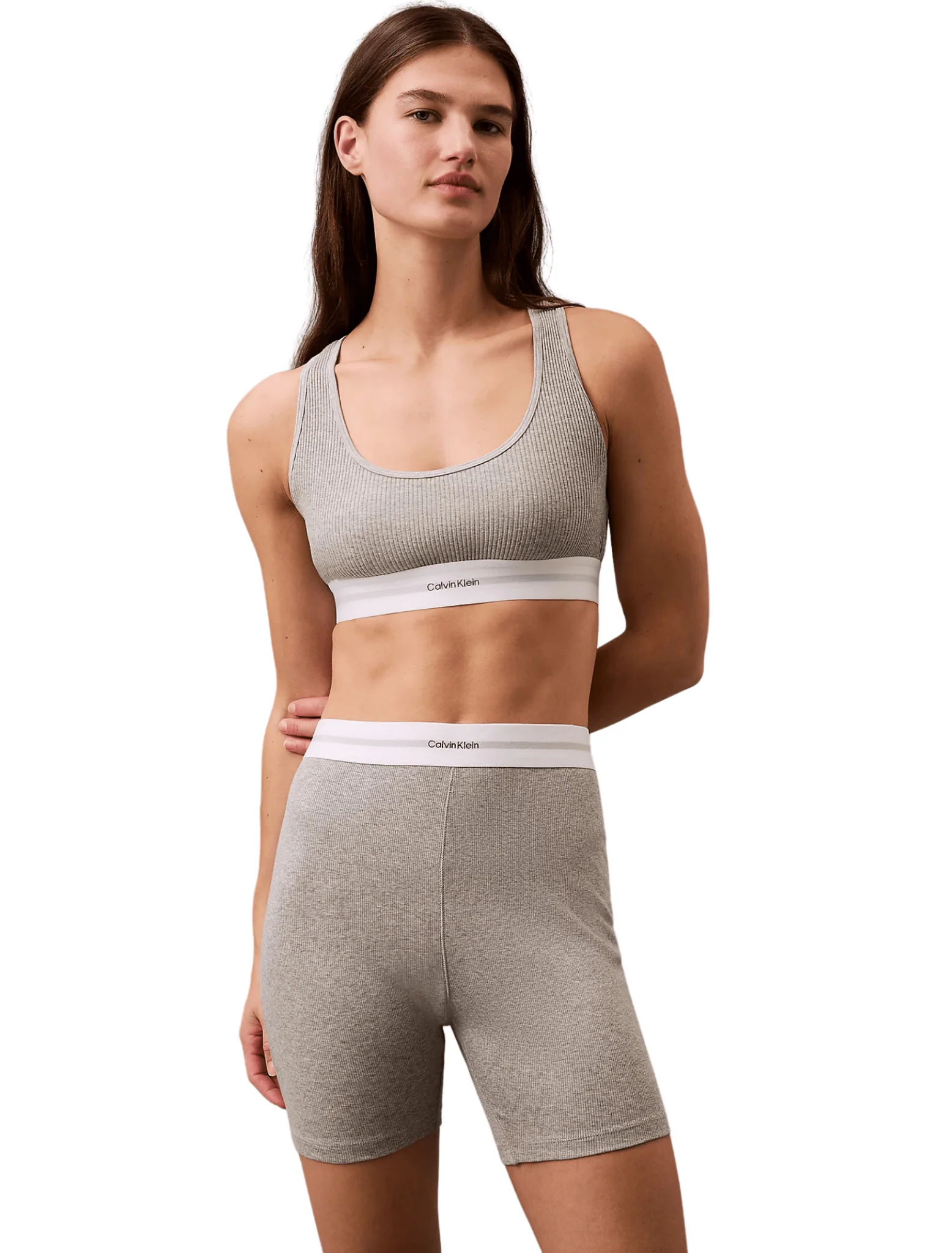 Modal Rib Lightly Lined Bralette, Grey Heather - Image 5